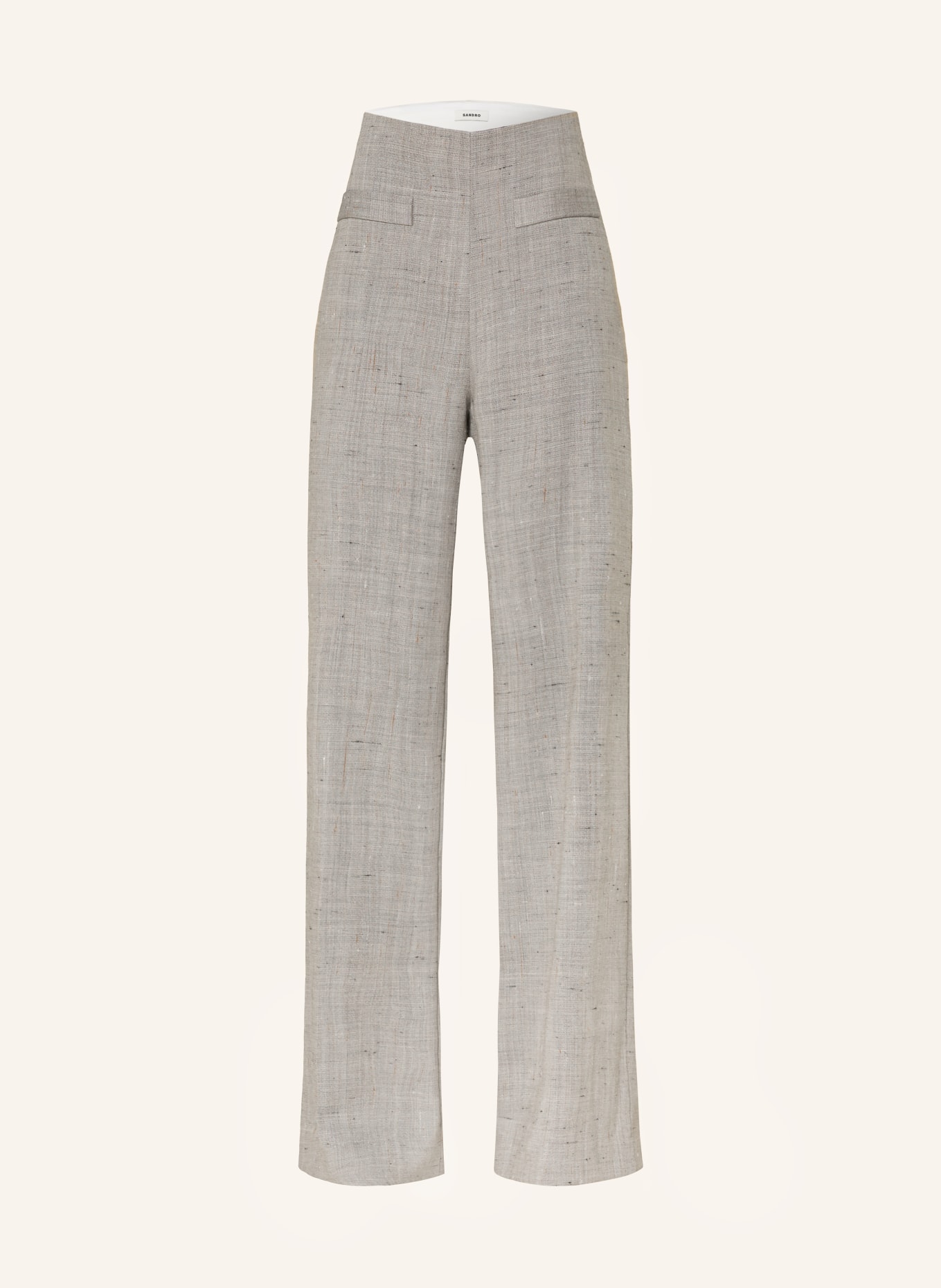 SANDRO Marlenehose aus Leinen: GRAU