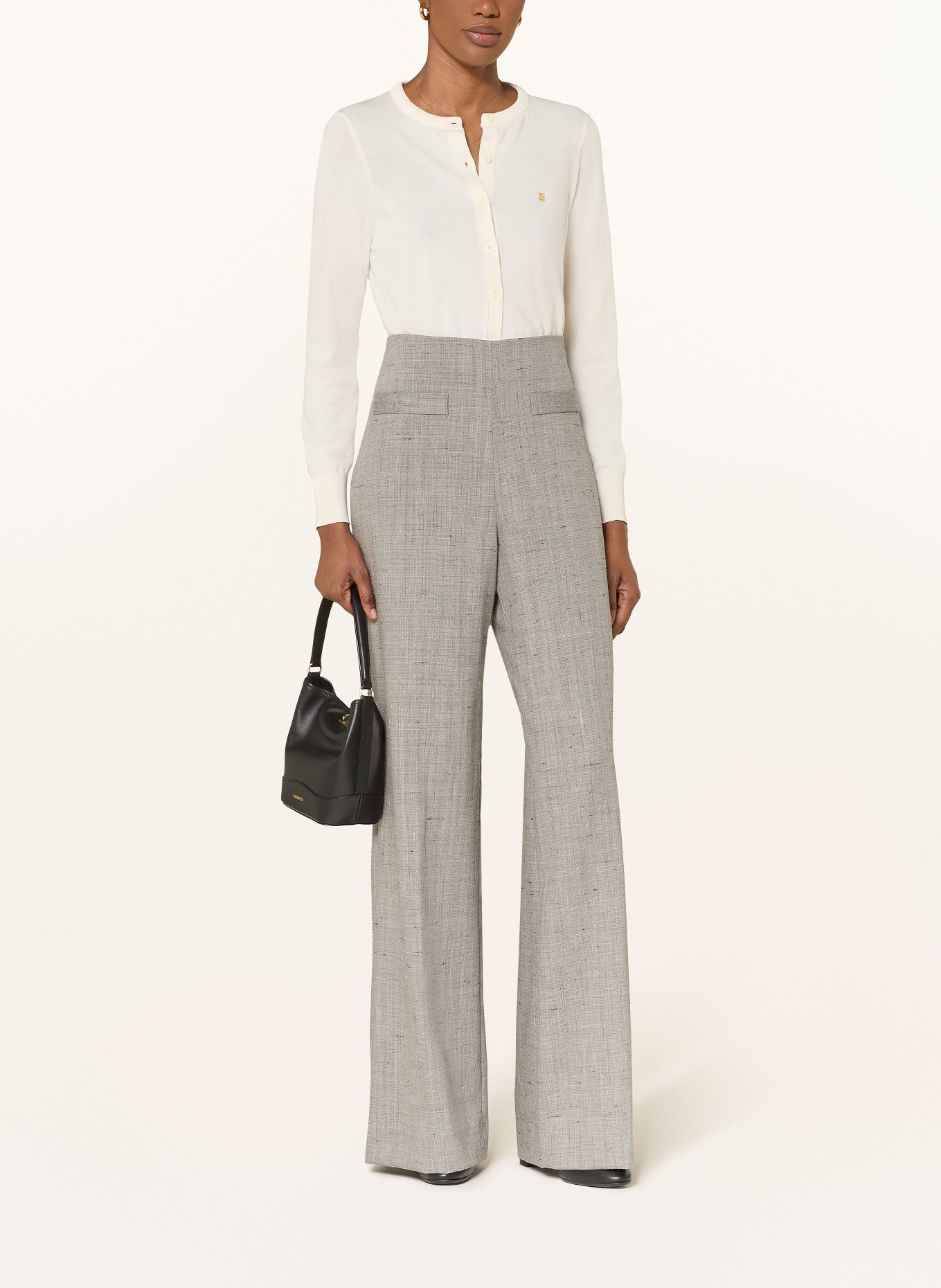 SANDRO Marlenehose aus Leinen: GRAU