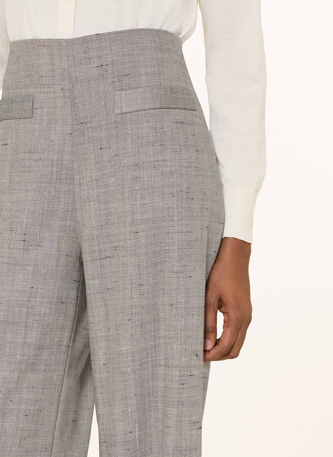 SANDRO Marlenehose aus Leinen: GRAU