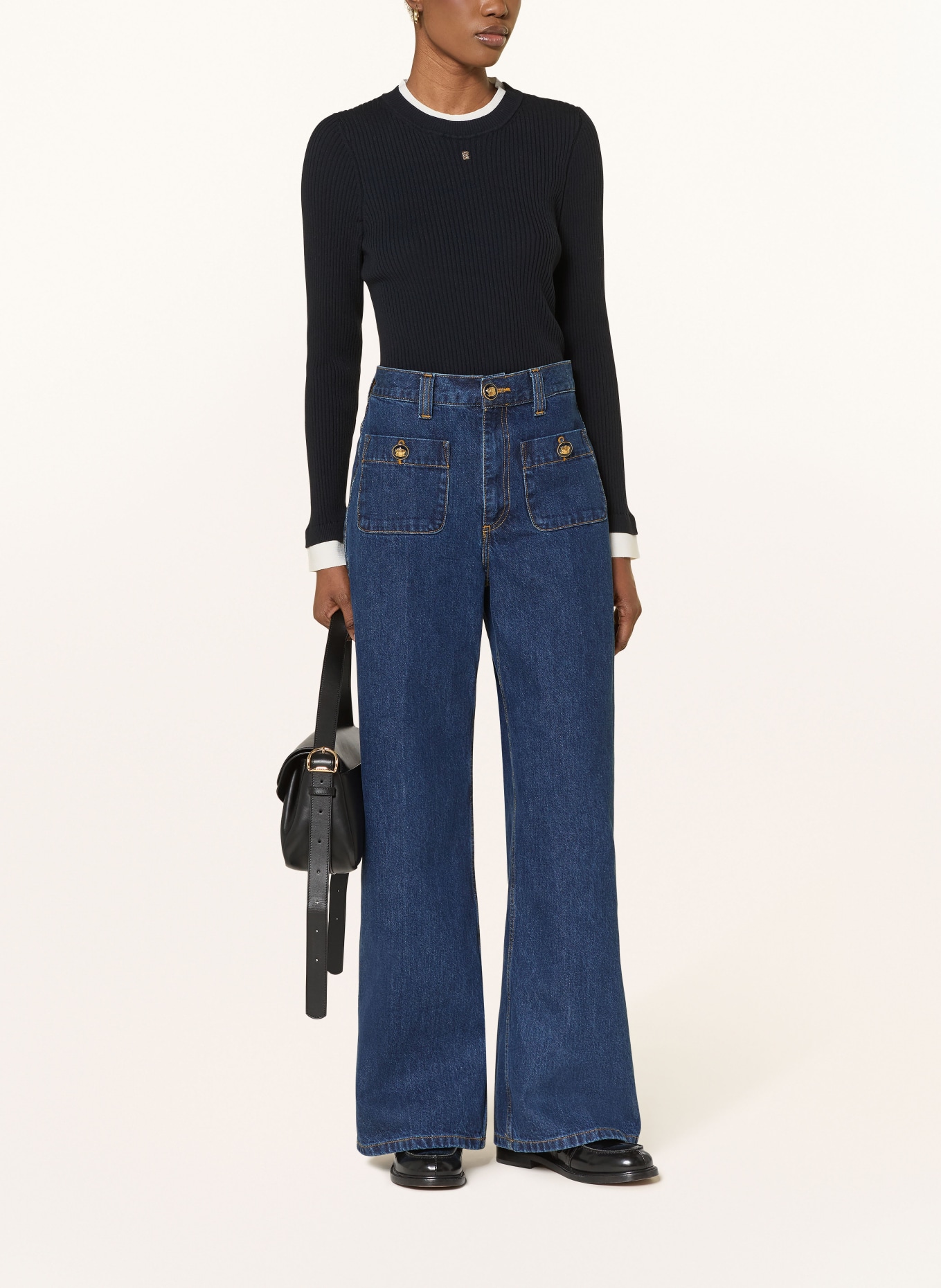 SANDRO Wide Leg Jeans: D324 DEEP BLU