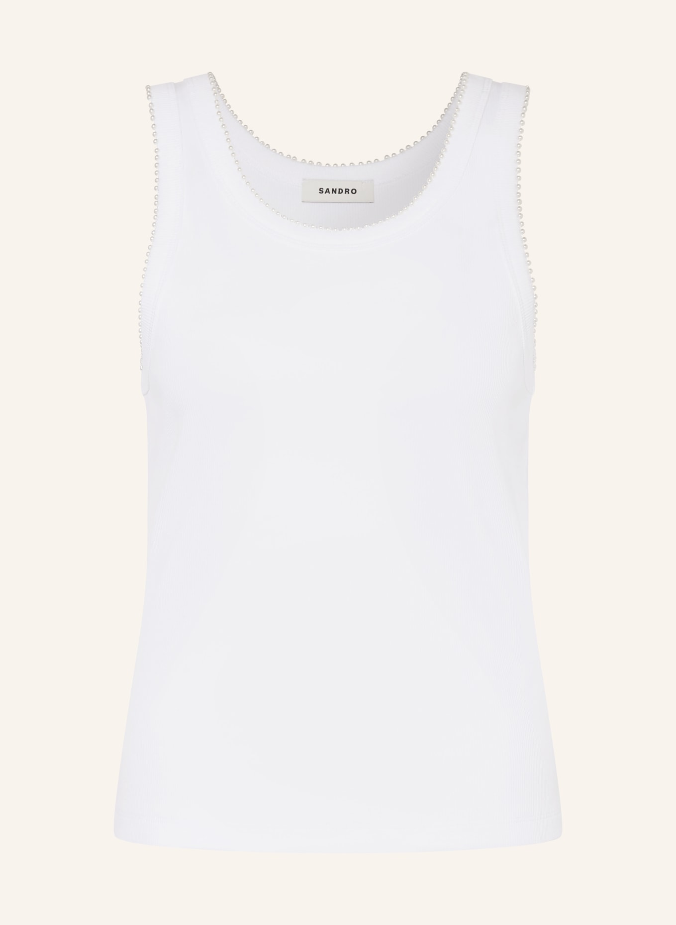 SANDRO Top z ozdobnymi perełkami: BIAŁY