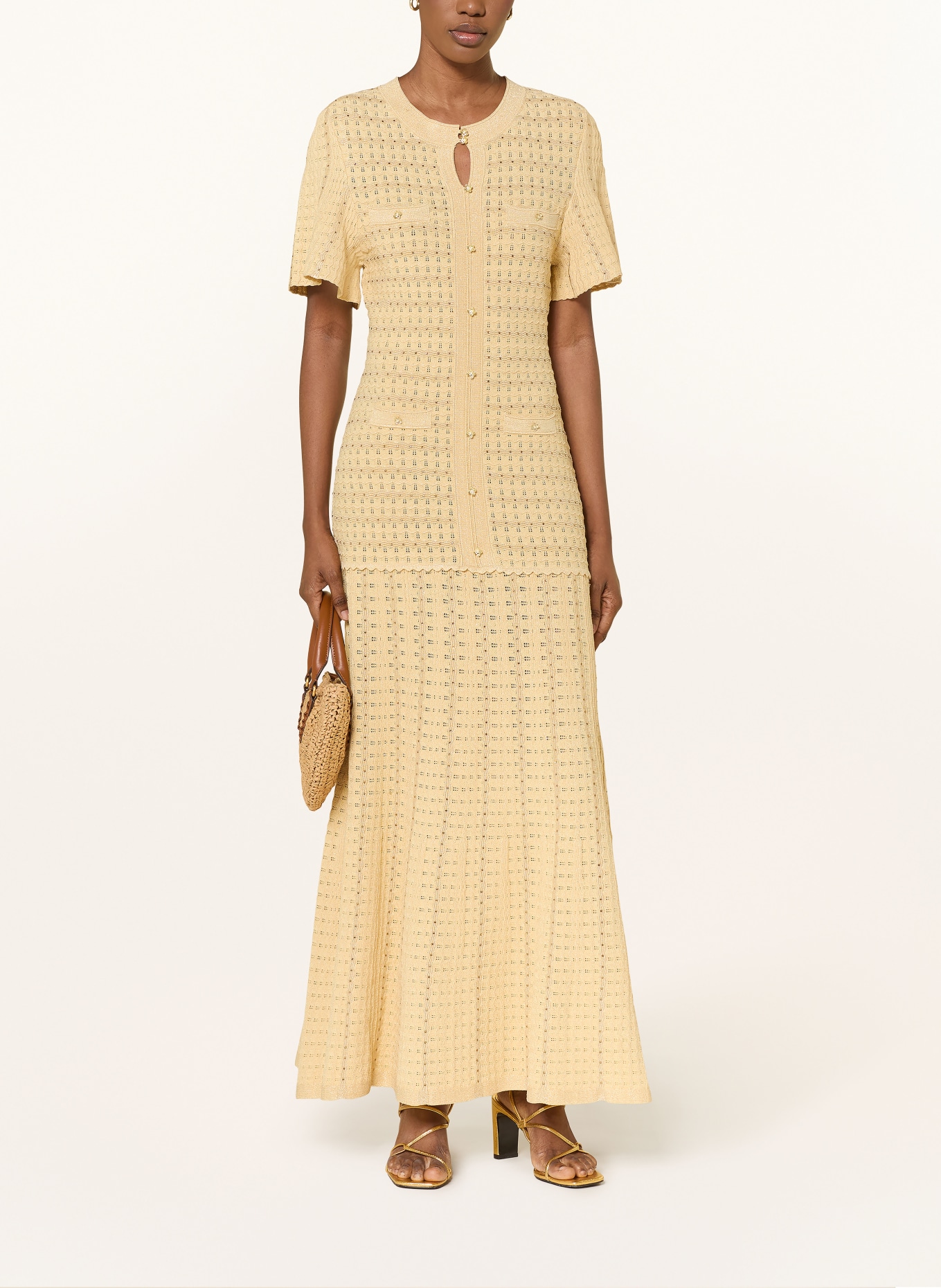 SANDRO Sukienka z dzianiny DIANE z błyszczącą przędzą: ZŁOTY