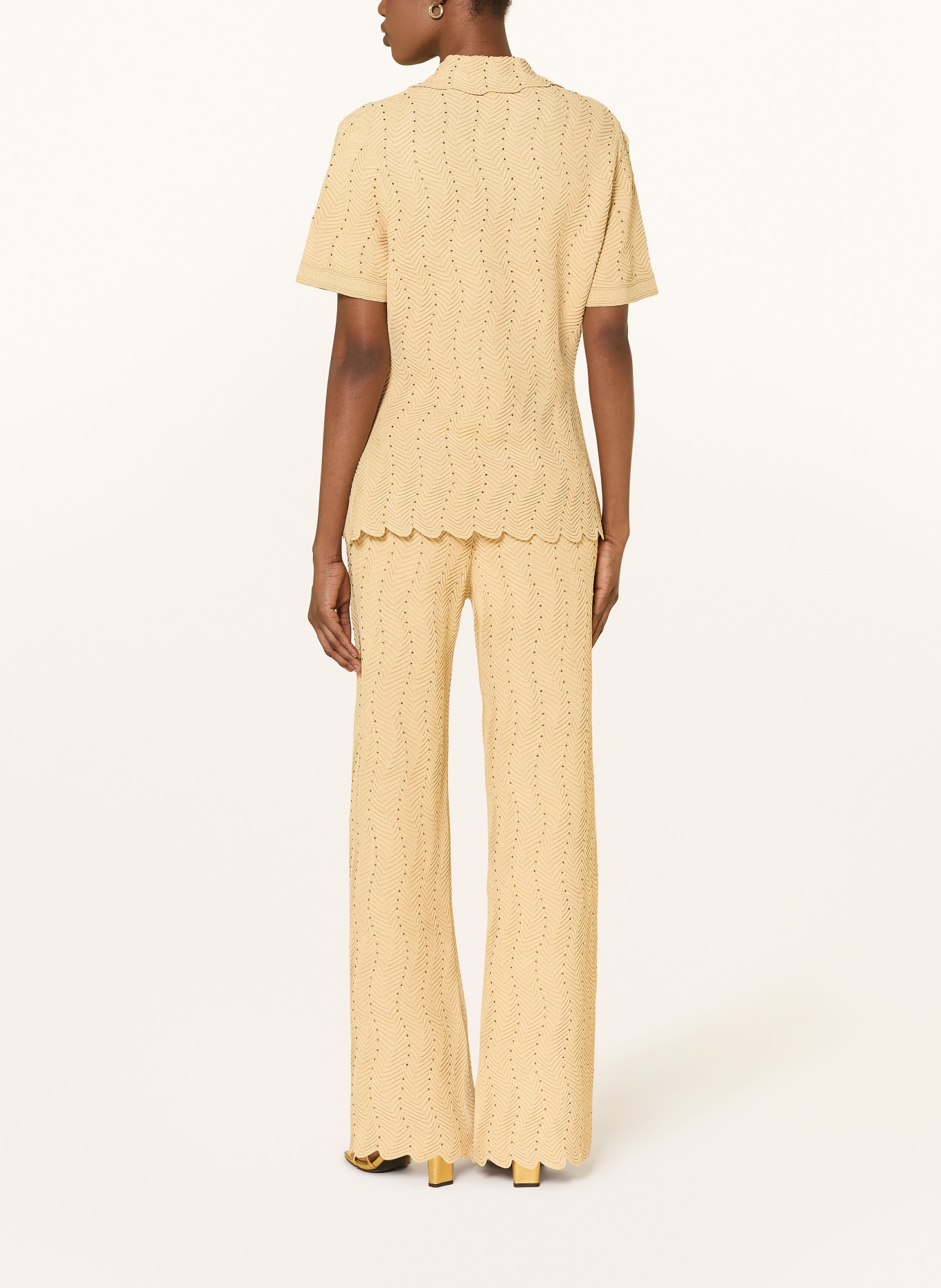 SANDRO Marlenehose mit Schmucksteinen: GOLD