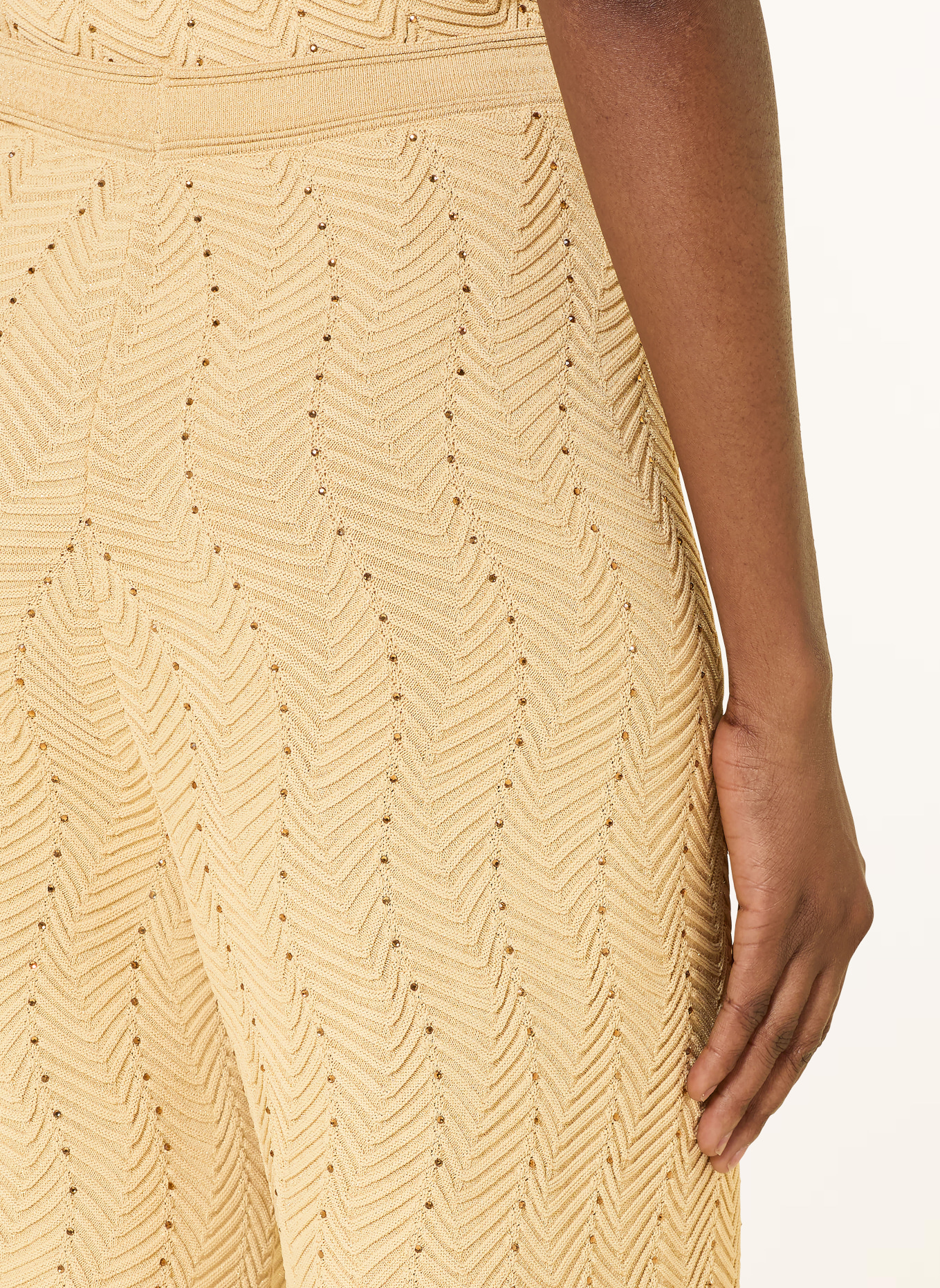 SANDRO Marlenehose mit Schmucksteinen: GOLD