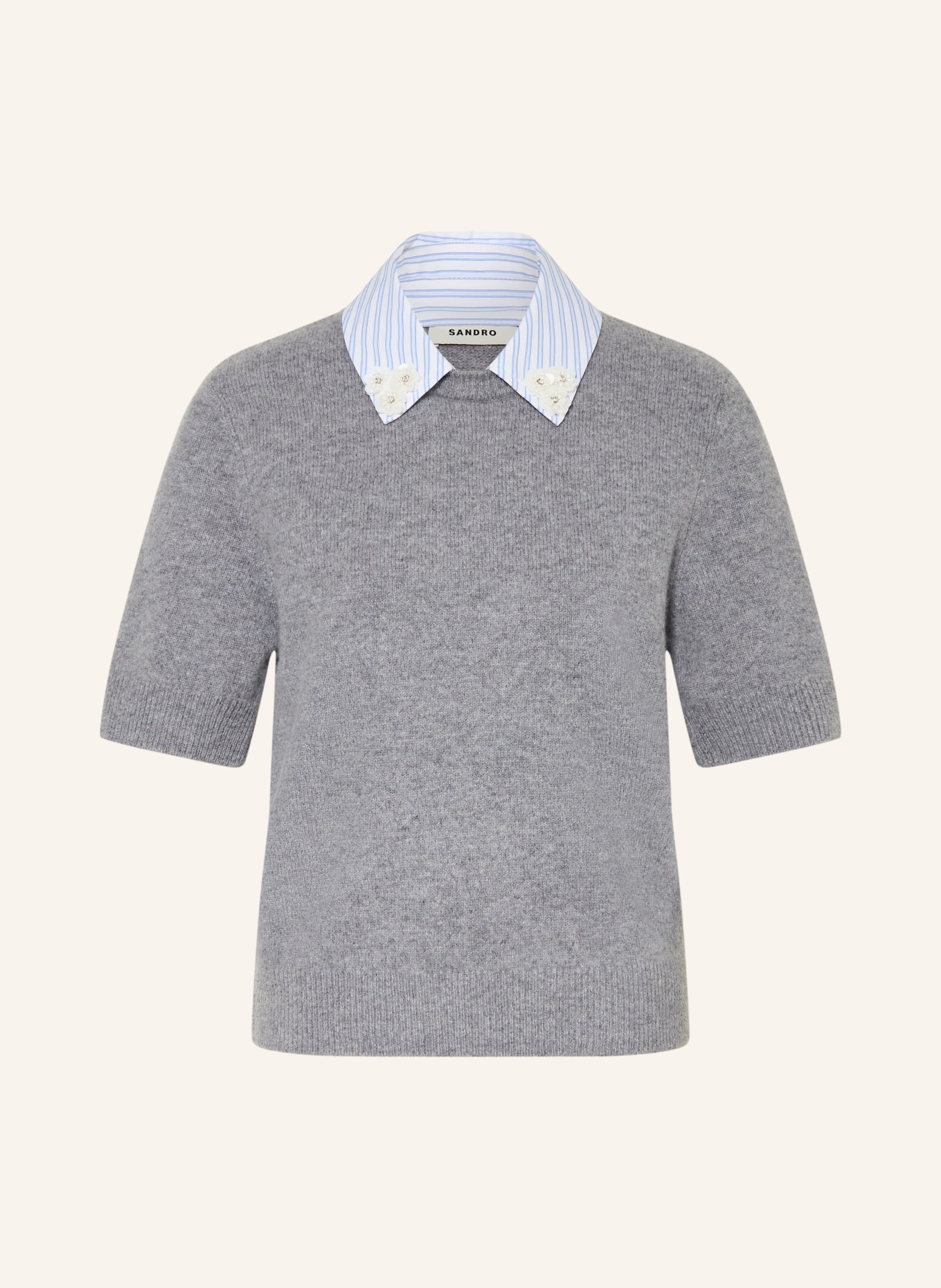 SANDRO Sweter z dzianiny z odpinanym kołnierzem: SZARY