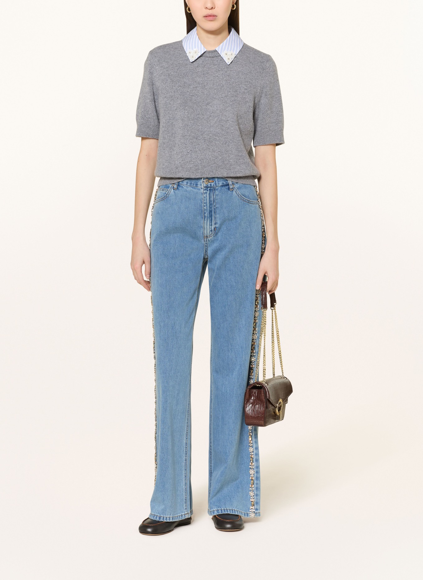 SANDRO Sweter z dzianiny z odpinanym kołnierzem: SZARY