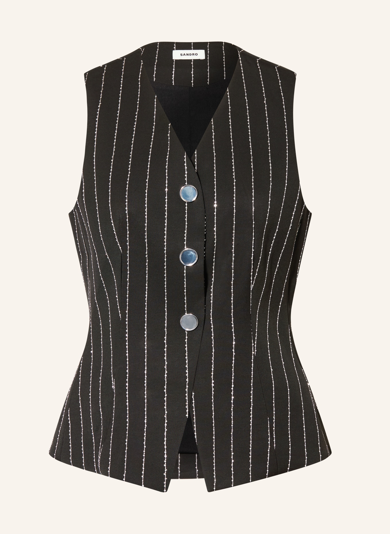 SANDRO Blazerweste mit Glitzergarn und Pailletten: SCHWARZ