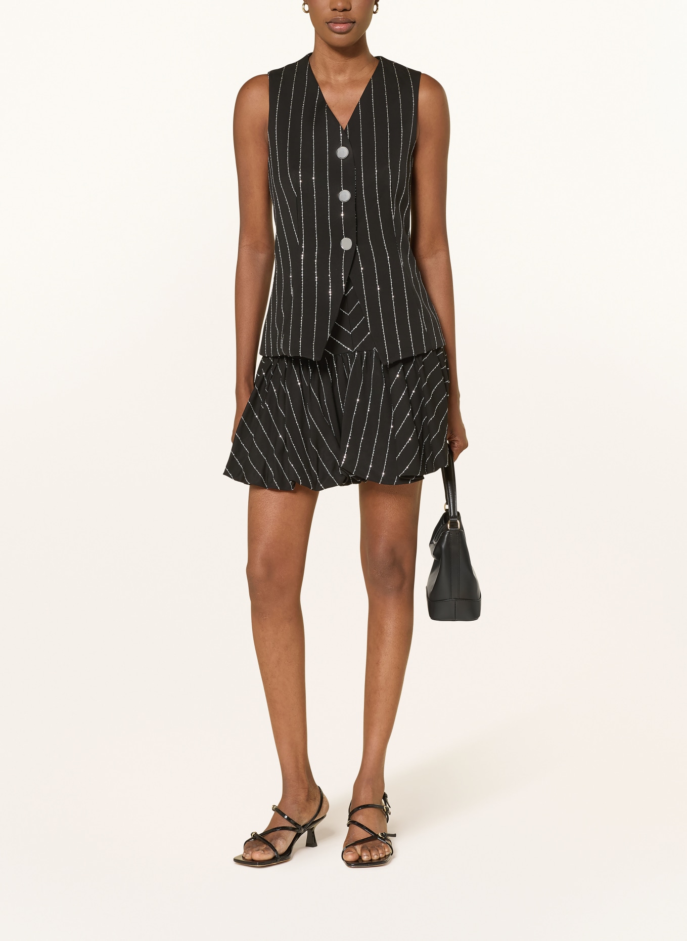 SANDRO Blazerweste mit Glitzergarn und Pailletten: SCHWARZ