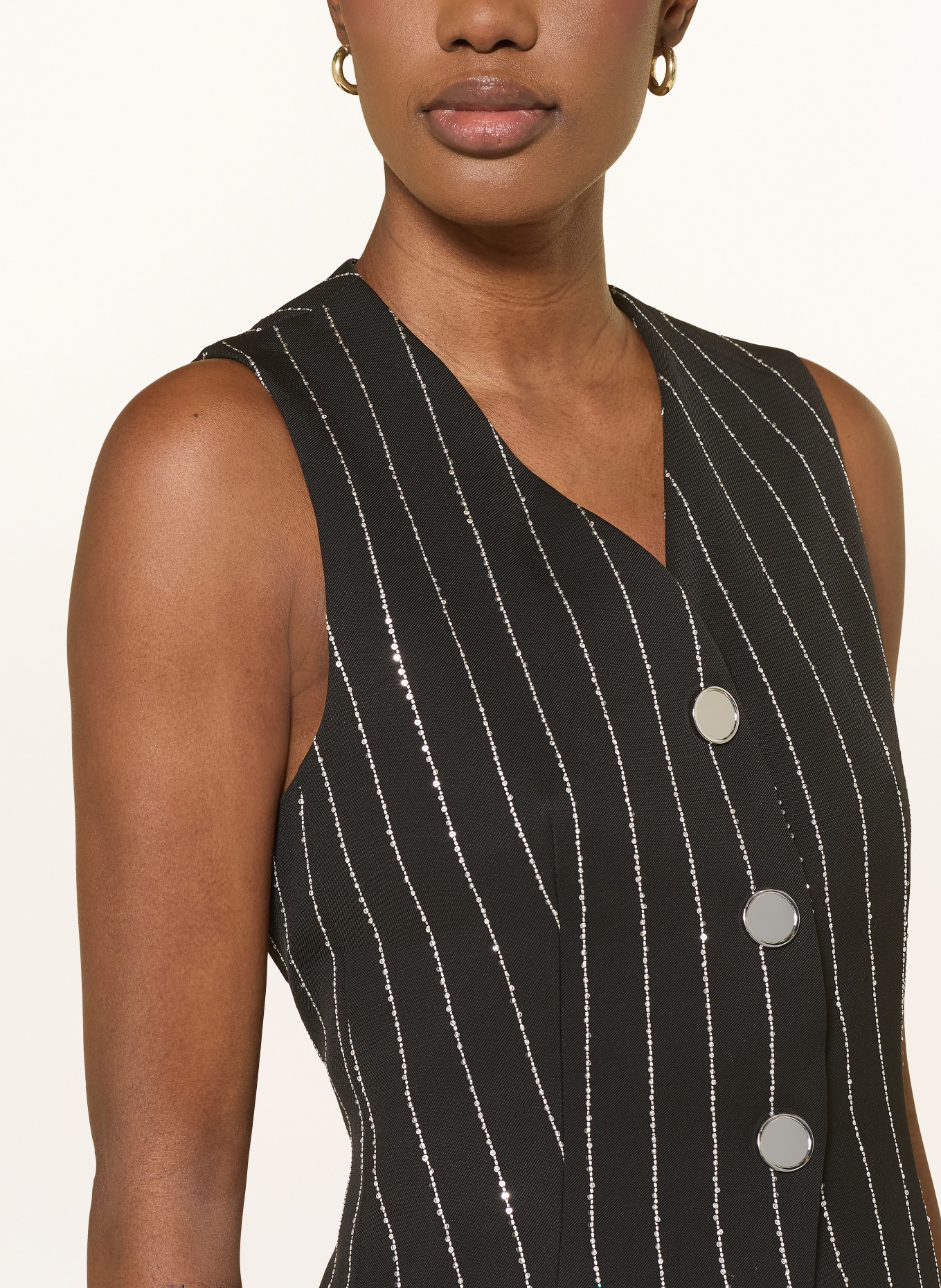 SANDRO Blazerweste mit Glitzergarn und Pailletten: SCHWARZ