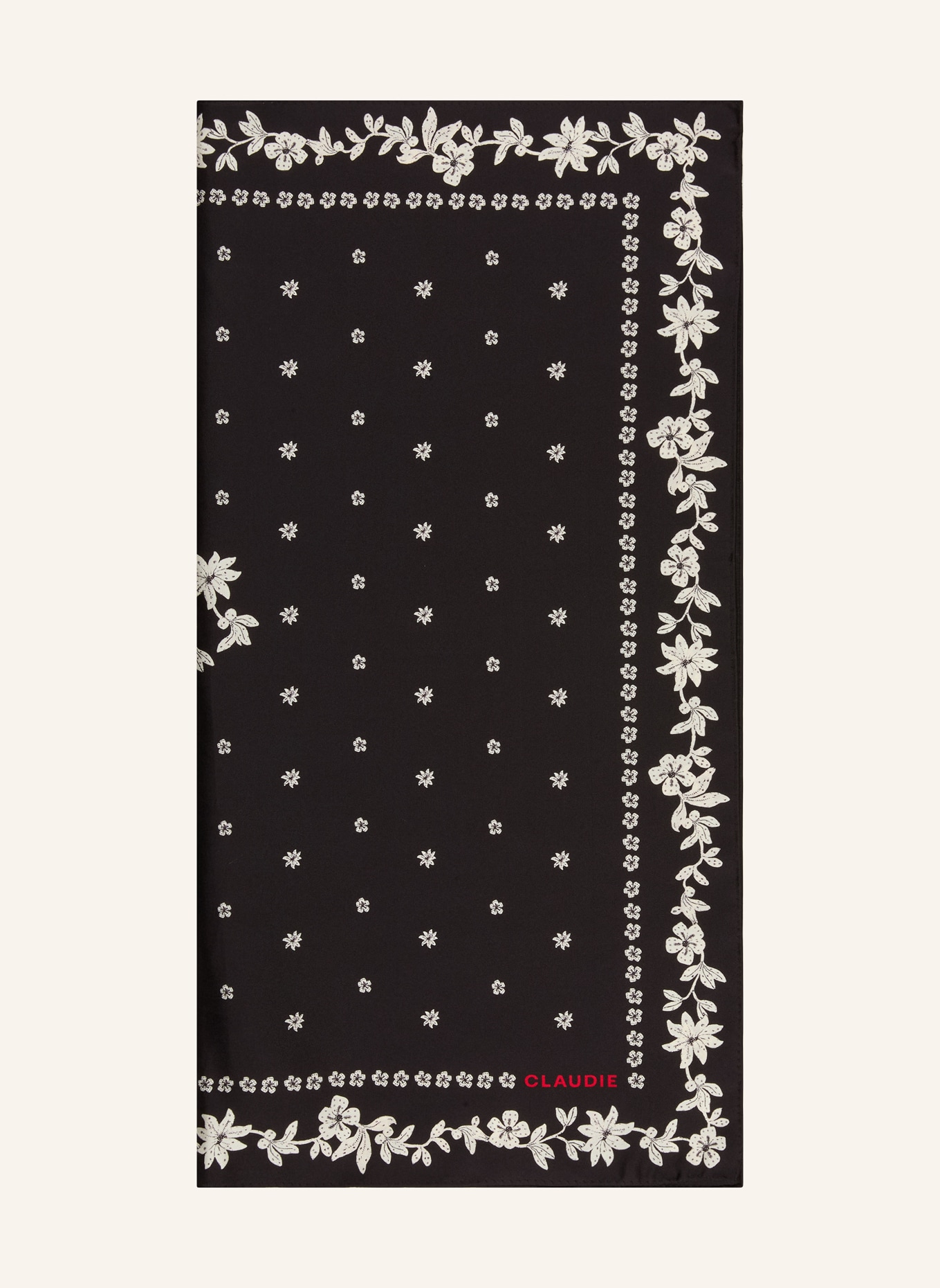 CLAUDIE PIERLOT Seidentuch: SCHWARZ / ECRU