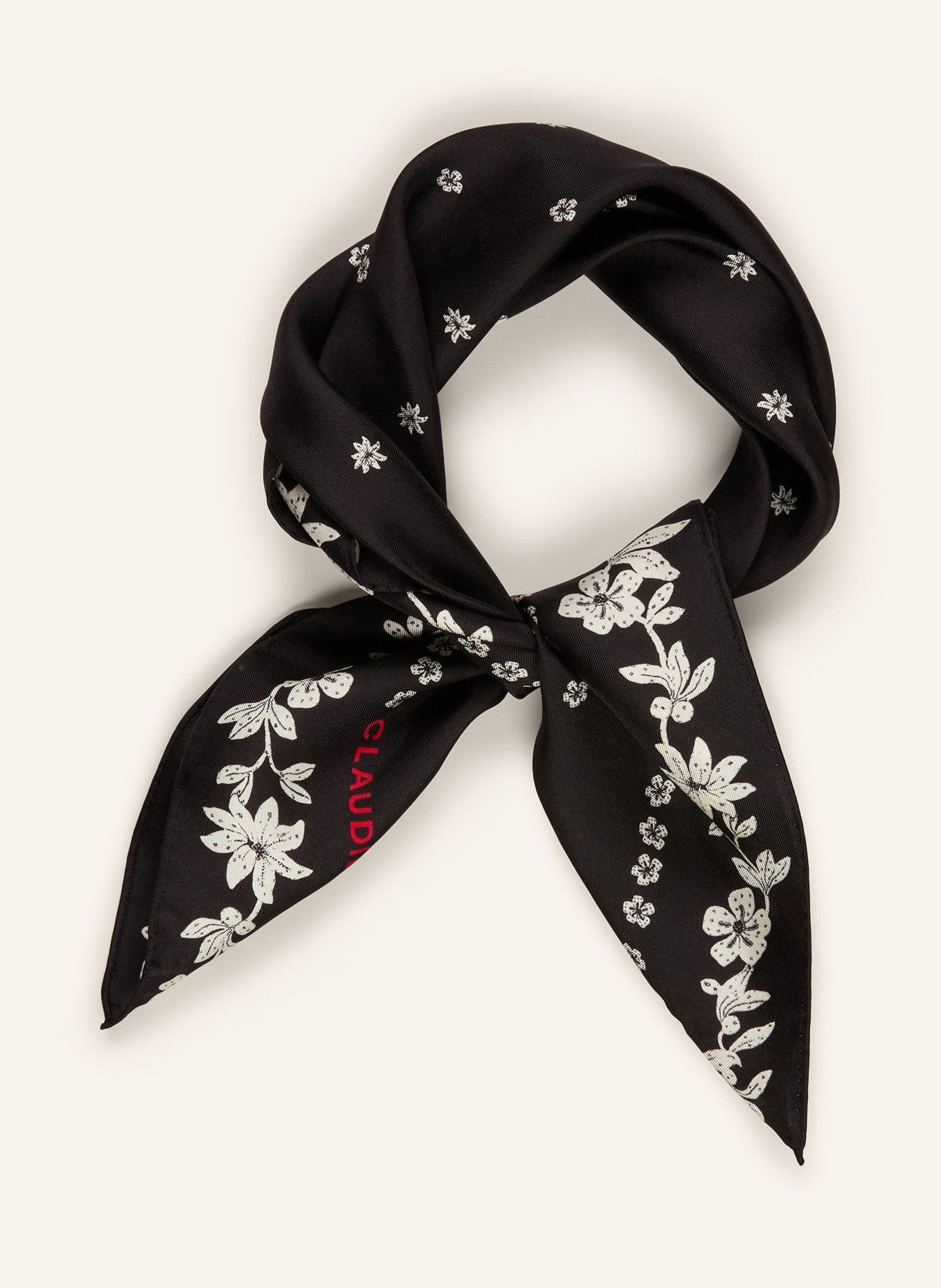 CLAUDIE PIERLOT Seidentuch: SCHWARZ / ECRU