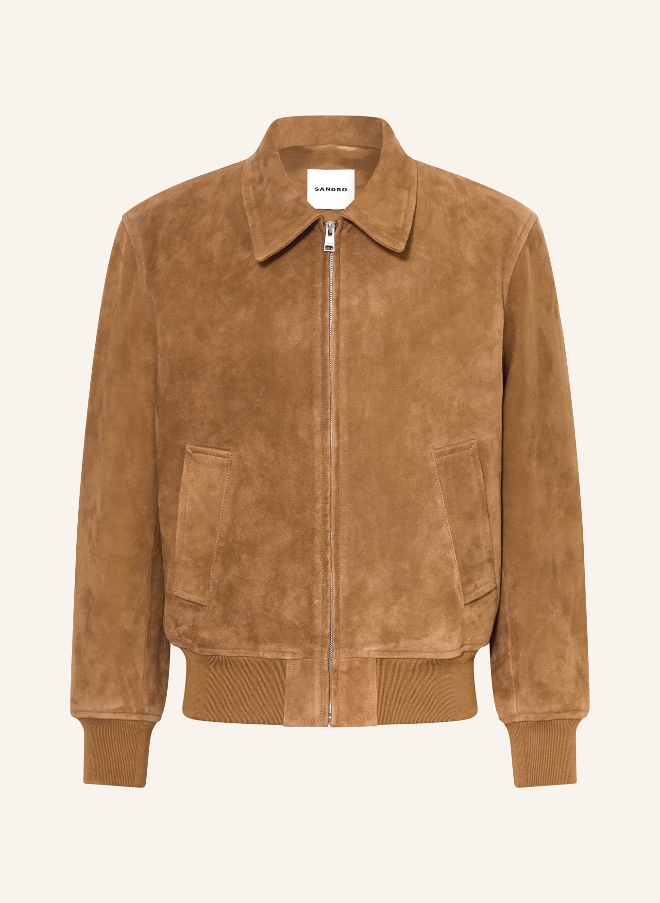 SANDRO Lederjacke: COGNAC