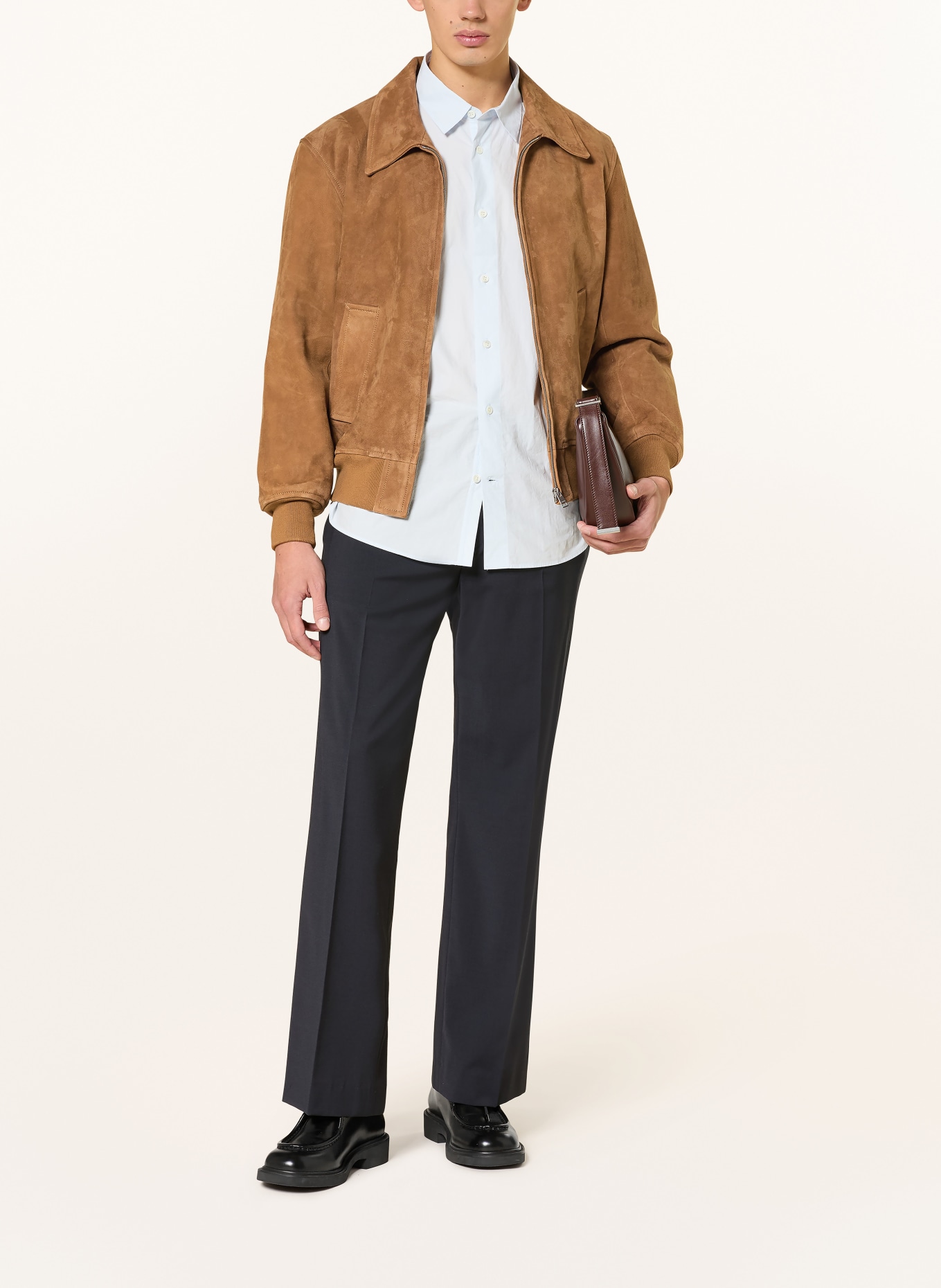 SANDRO Lederjacke: COGNAC