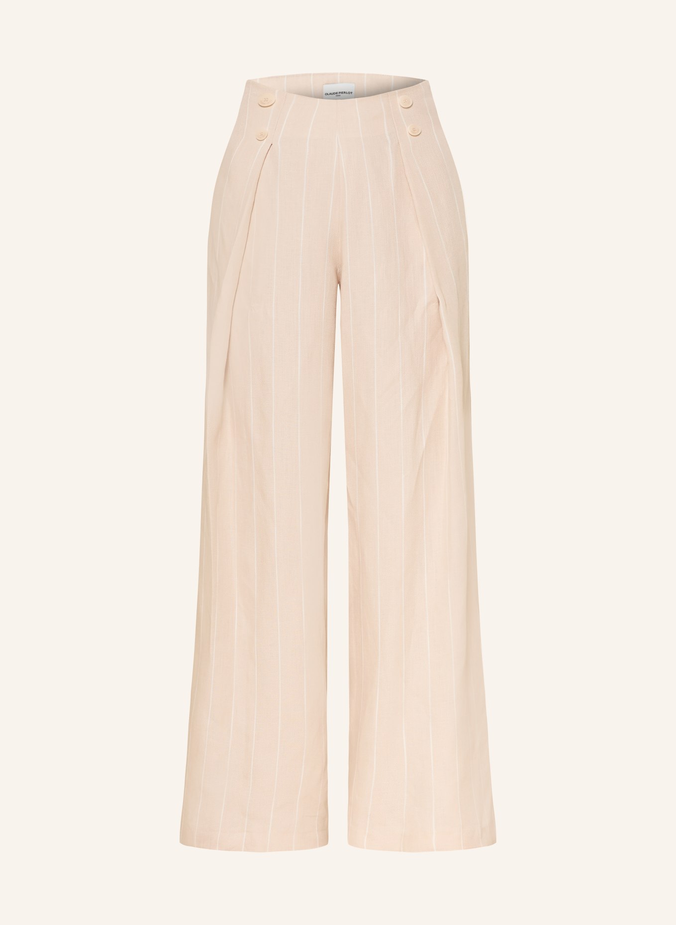 CLAUDIE PIERLOT Marlenehose mit Leinen: BEIGE / CREME