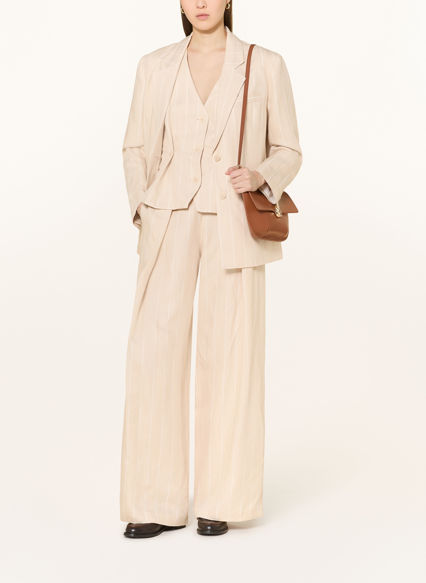 CLAUDIE PIERLOT Marlenehose mit Leinen: BEIGE / CREME