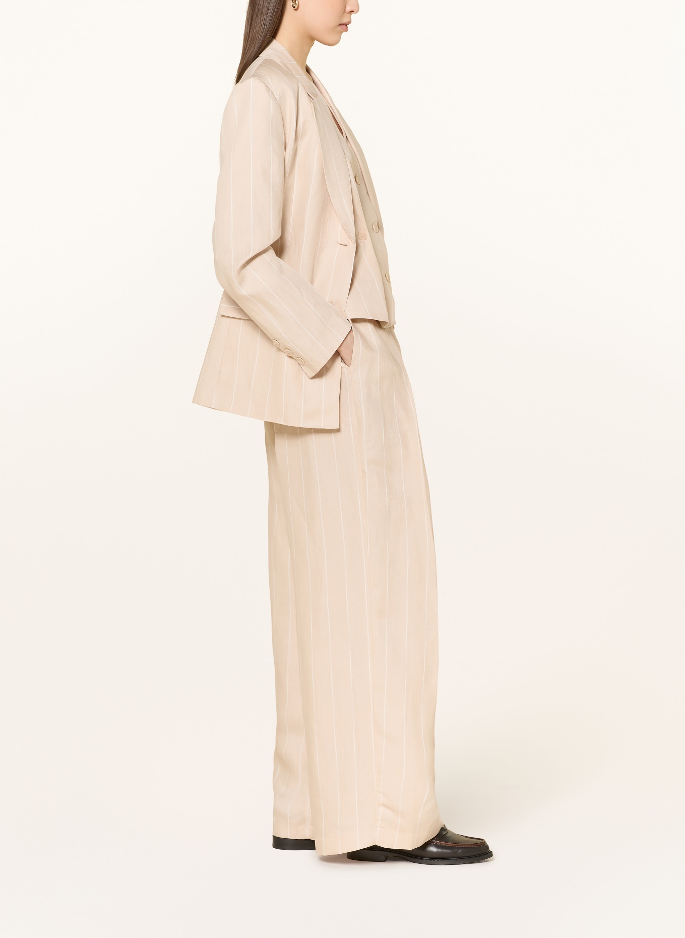 CLAUDIE PIERLOT Marlenehose mit Leinen: BEIGE / CREME