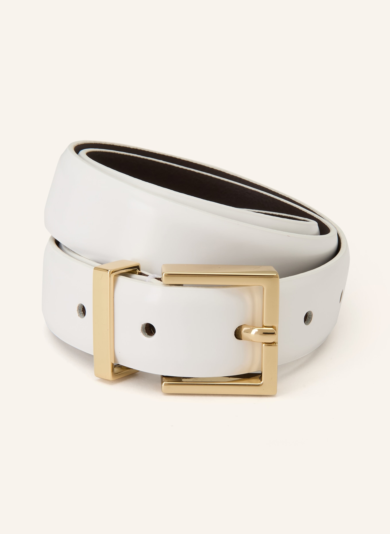 SANDRO Ledergürtel: WEISS / GOLD