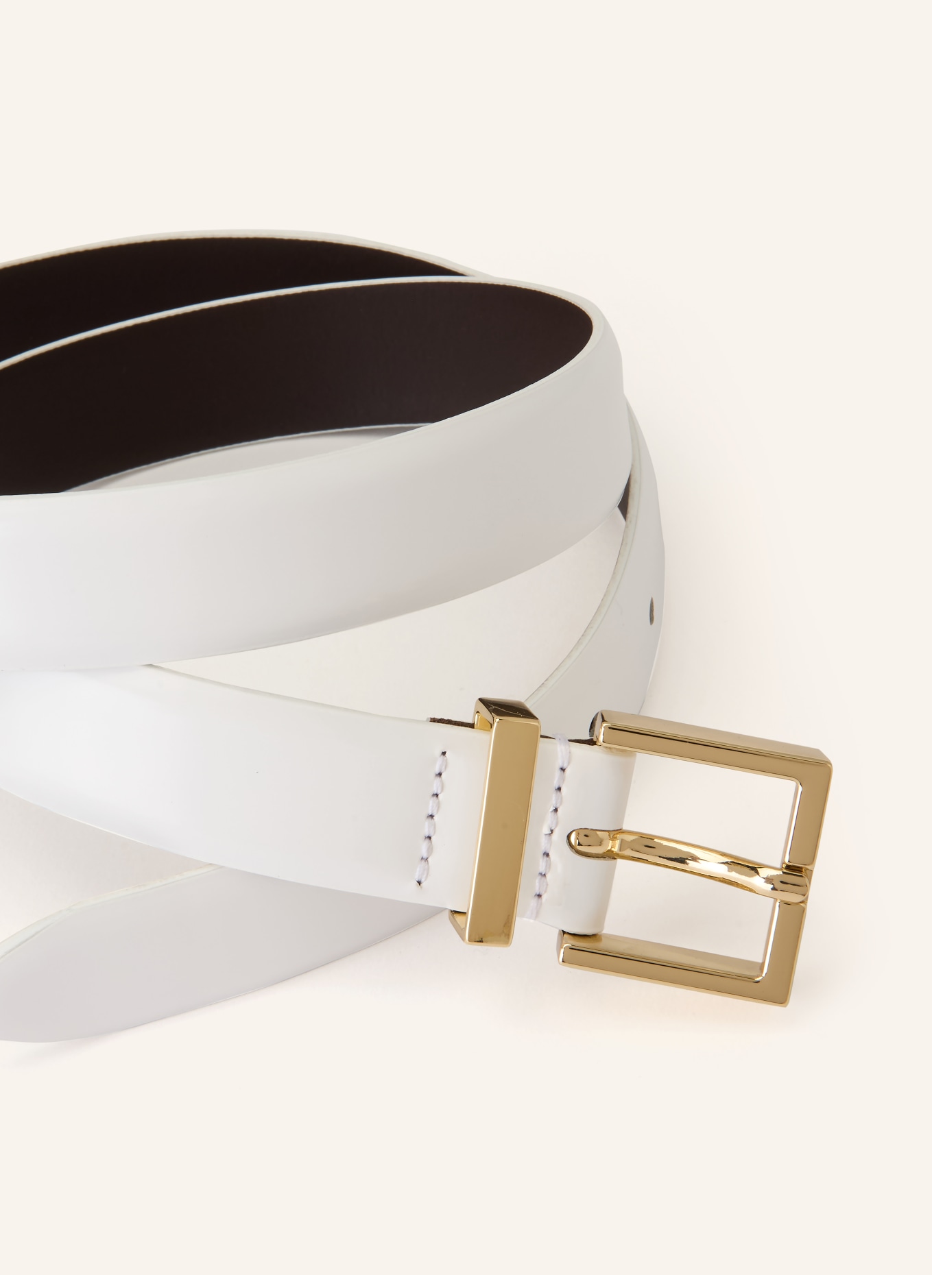 SANDRO Ledergürtel: WEISS / GOLD