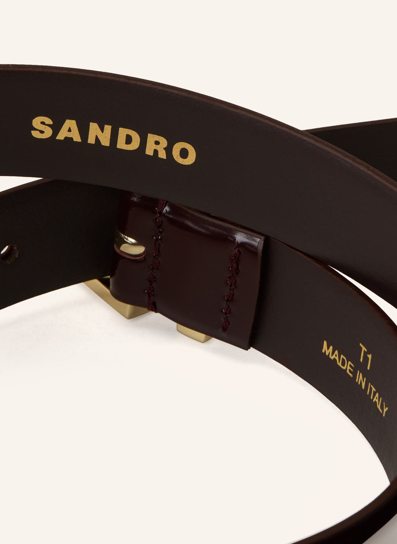 SANDRO skórzany pasek: CIEMNOCZERWONY