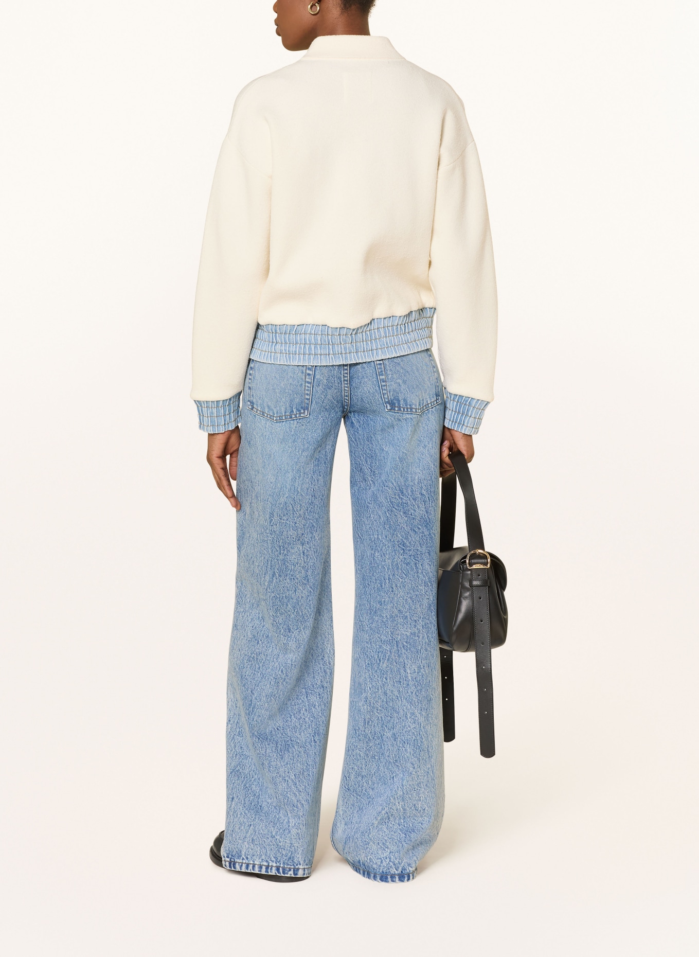 SANDRO Kurtka bouclé: KREMOWY / SZARONIEBIESKI