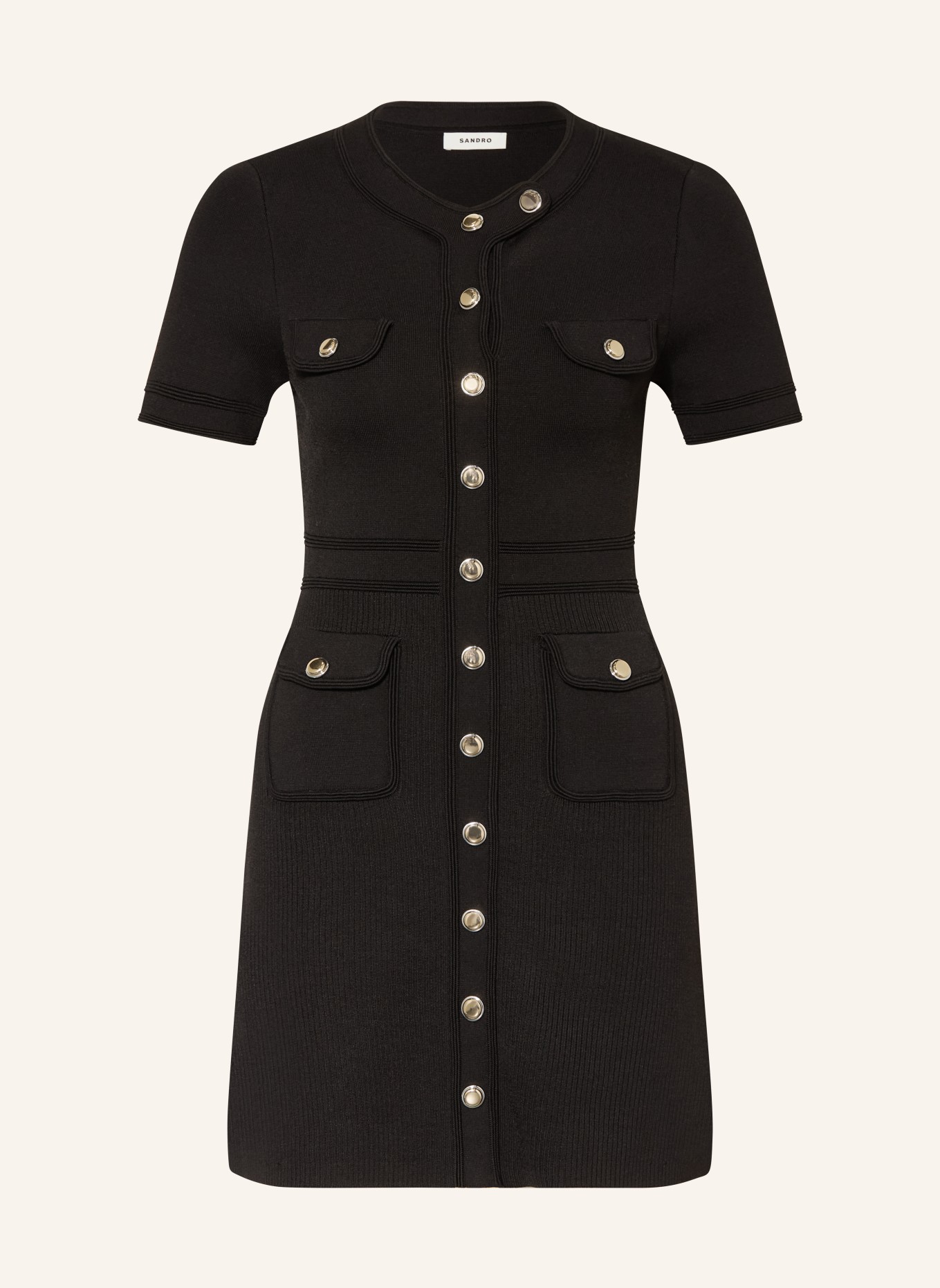 SANDRO sukienka z dzianiny: CZARNY / ZŁOTY