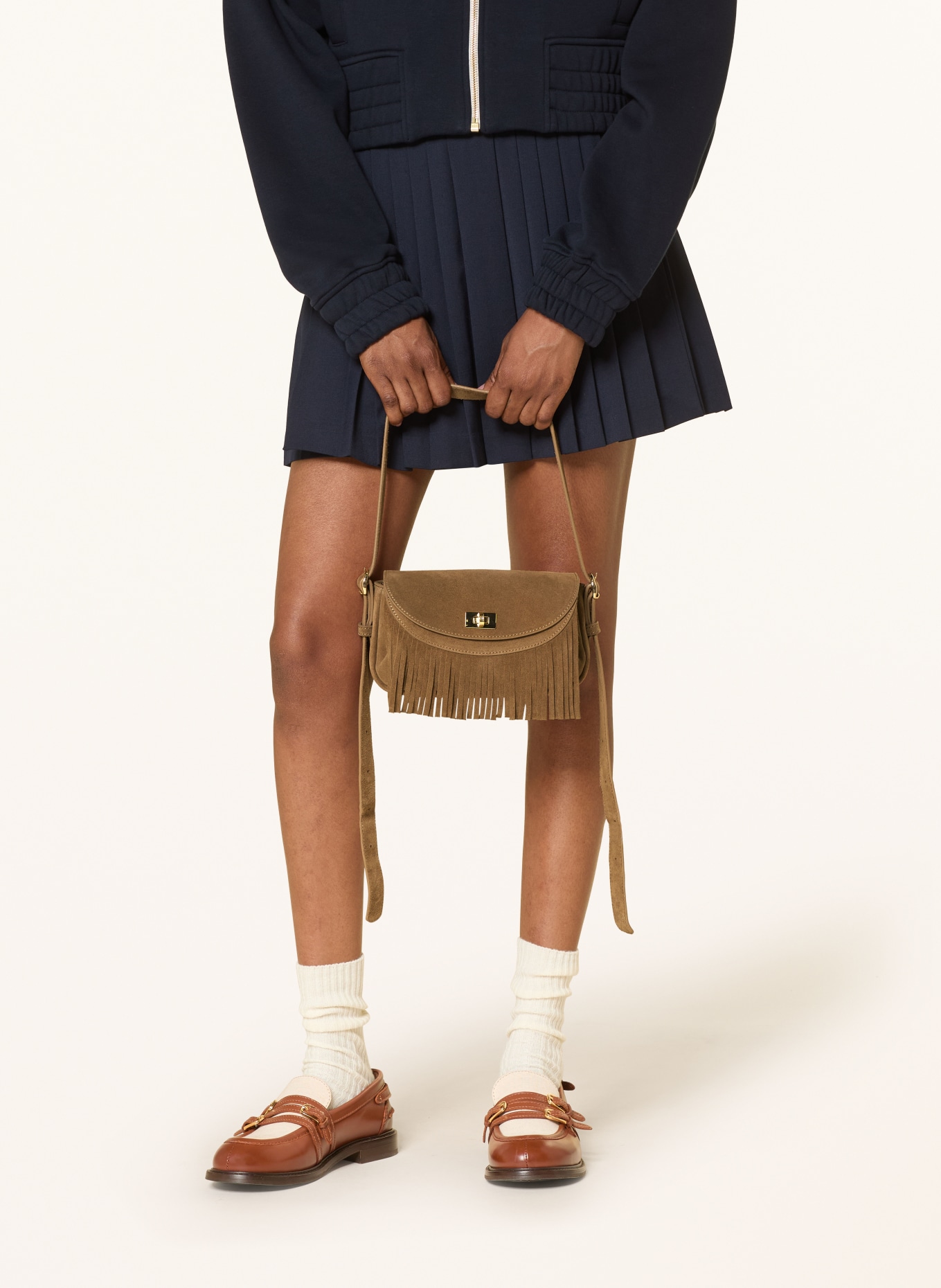 SANDRO Torba na ramię MINI MAMBO: BRĄZOWY