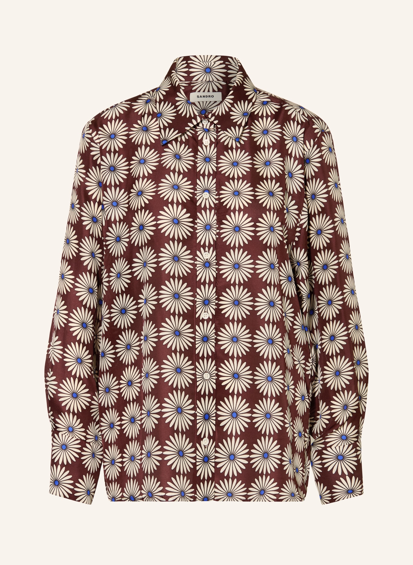 SANDRO jedwabna bluzka: BRĄZOWY / KREMOWY / NIEBIESKI