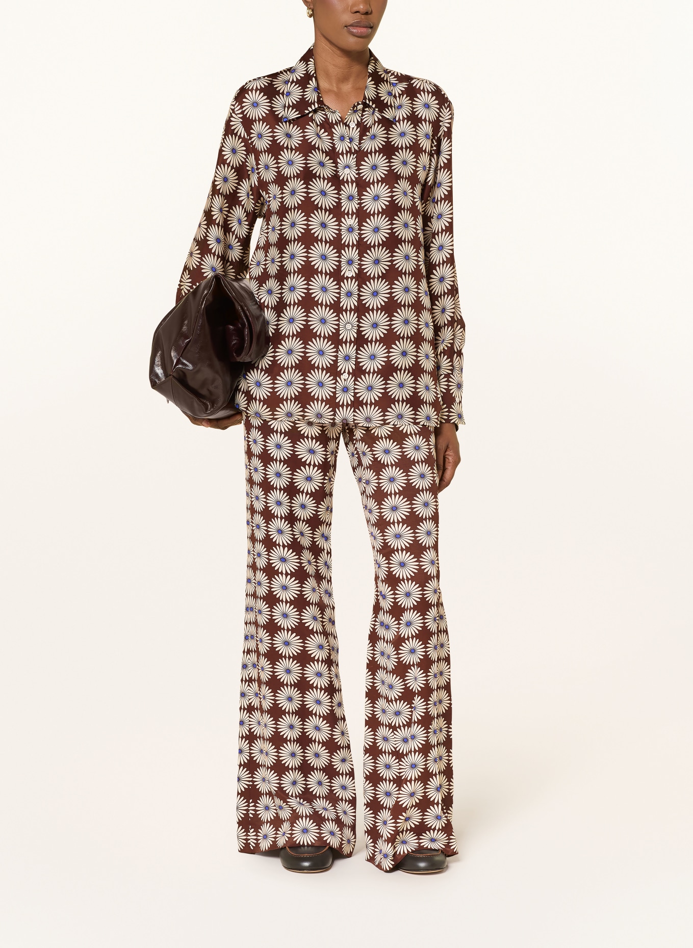 SANDRO jedwabna bluzka: BRĄZOWY / KREMOWY / NIEBIESKI