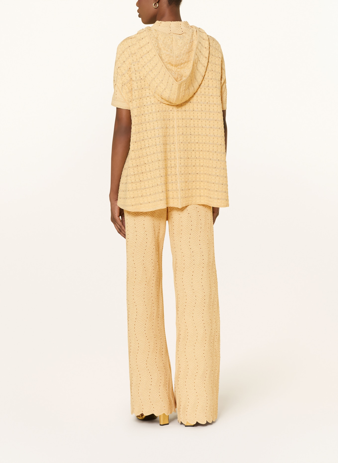 SANDRO Płaszcz z błyszczącą przędzą i kamieniami ozdobnymi: ZŁOTY