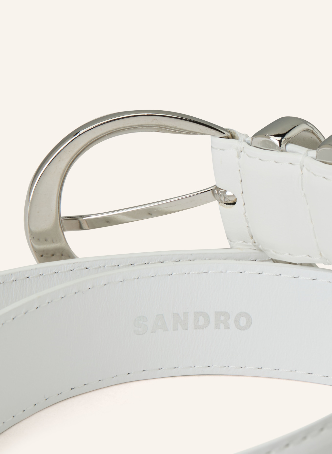 SANDRO skórzany pasek: BIAŁY