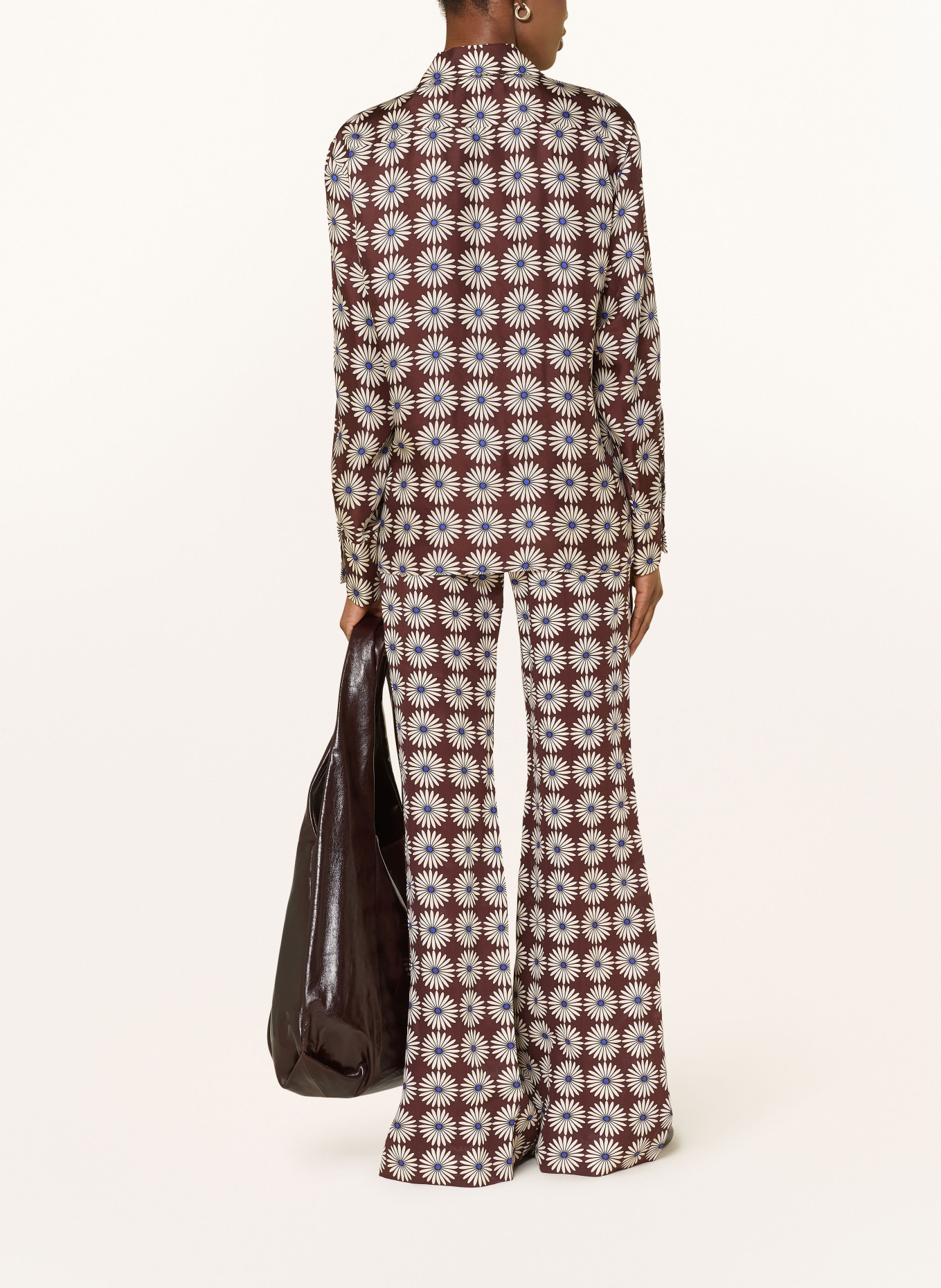 SANDRO Marlenehose: DUNKELBRAUN / CREME / BLAU