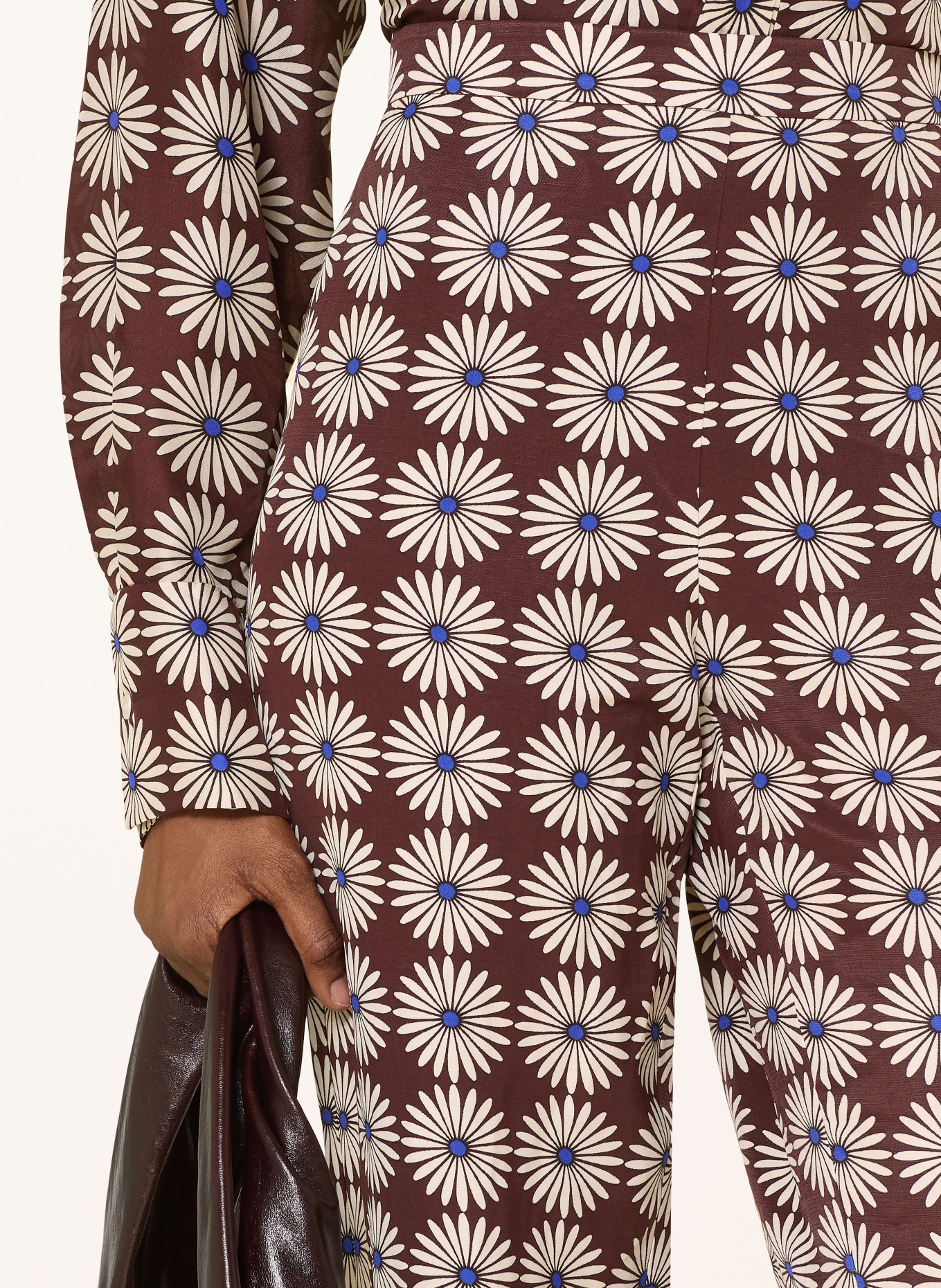 SANDRO Marlenehose: DUNKELBRAUN / CREME / BLAU