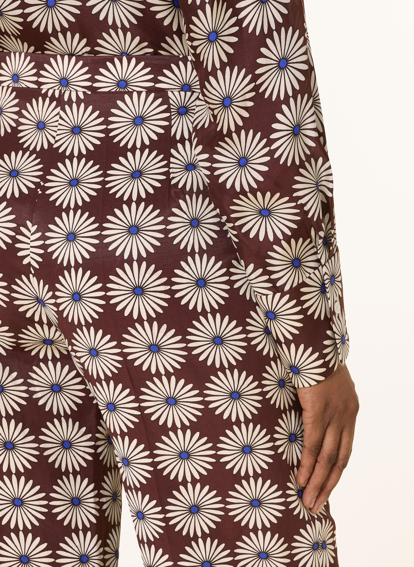 SANDRO Marlenehose: DUNKELBRAUN / CREME / BLAU