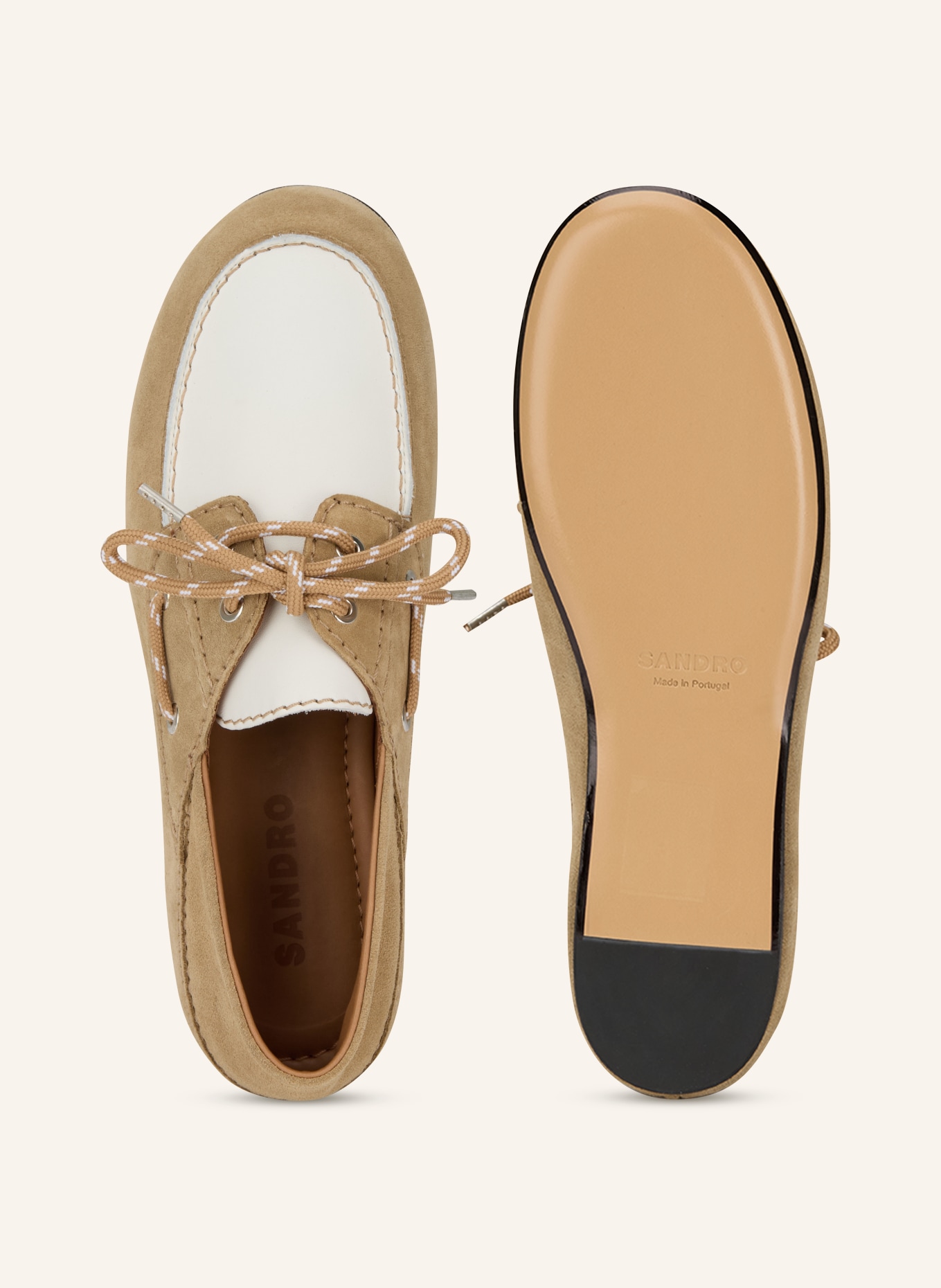 SANDRO buty żeglarskie: BEŻOWY / BIAŁY