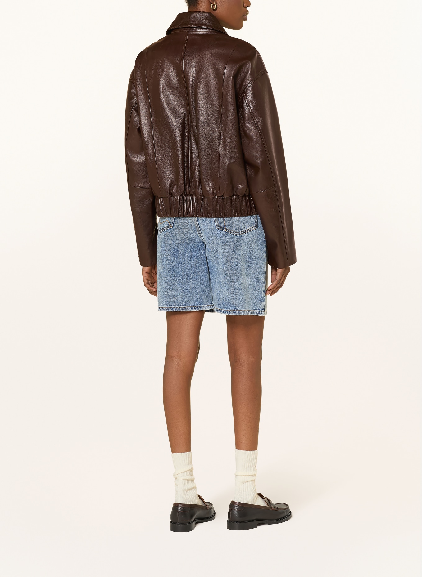 CLAUDIE PIERLOT kurtka skórzana: CIEMNOBRĄZOWY