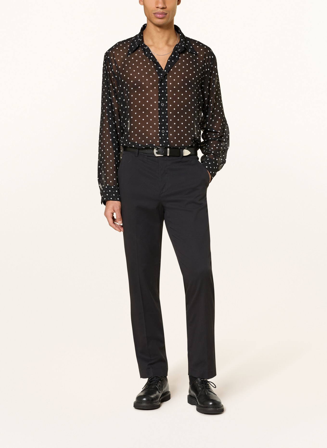 ALLSAINTS SANGHA Oversized Fit Shirt: BLACK / WHITE