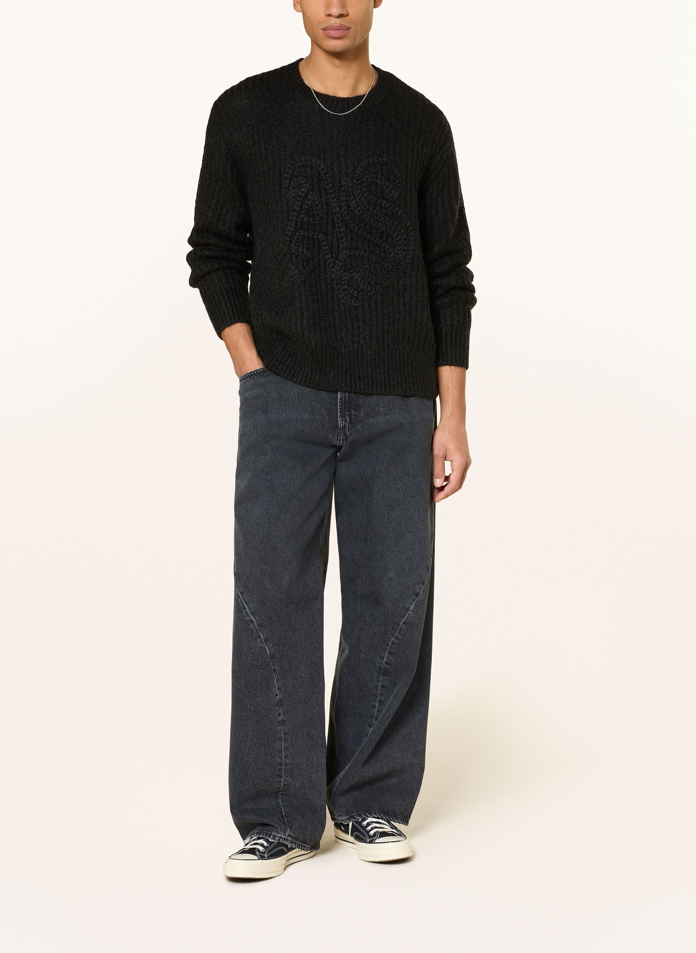 ALLSAINTS CHAINY sweater with mohair: BLACK