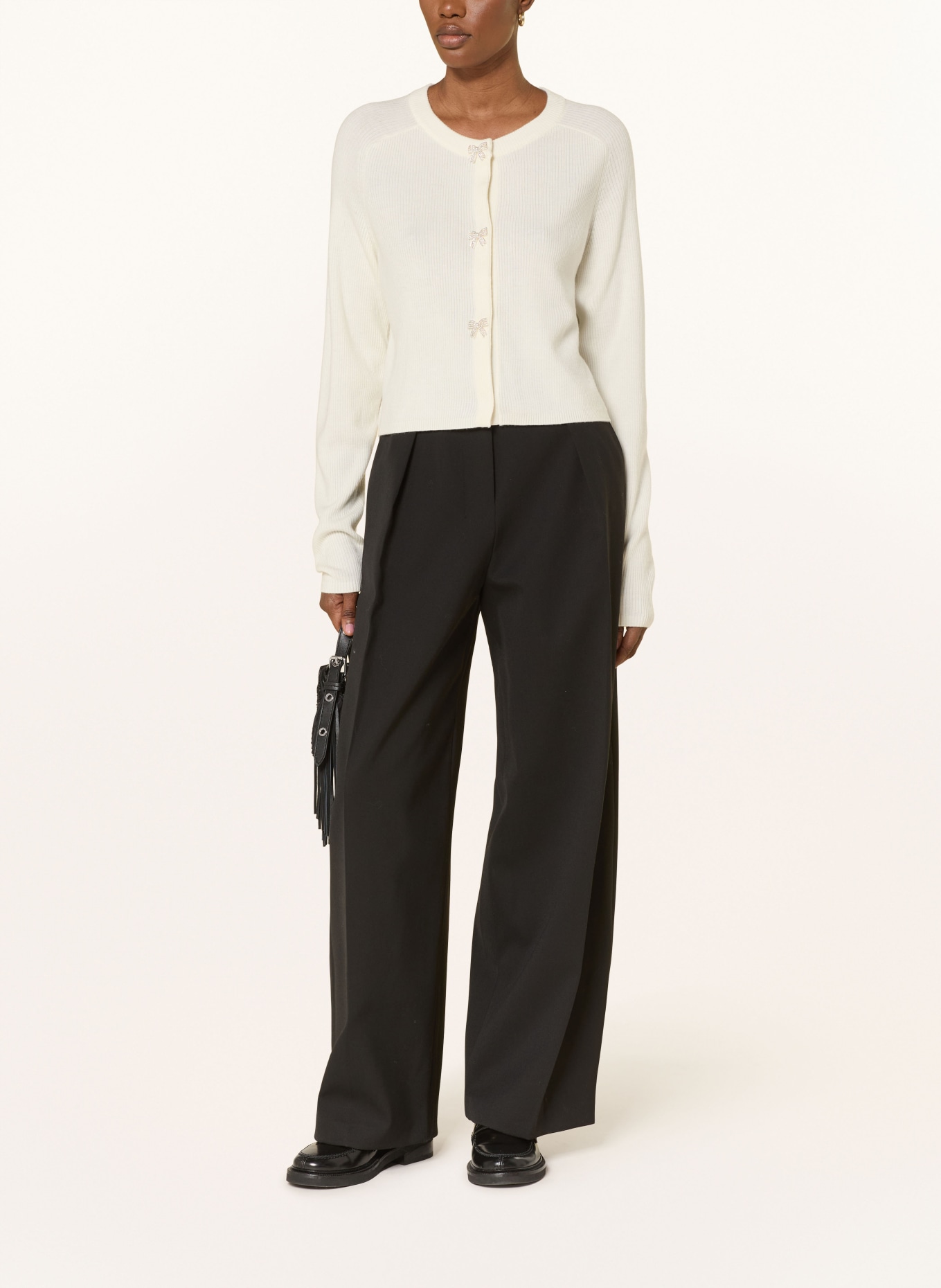 maje Spodnie z materiału typu marlene: CZARNY