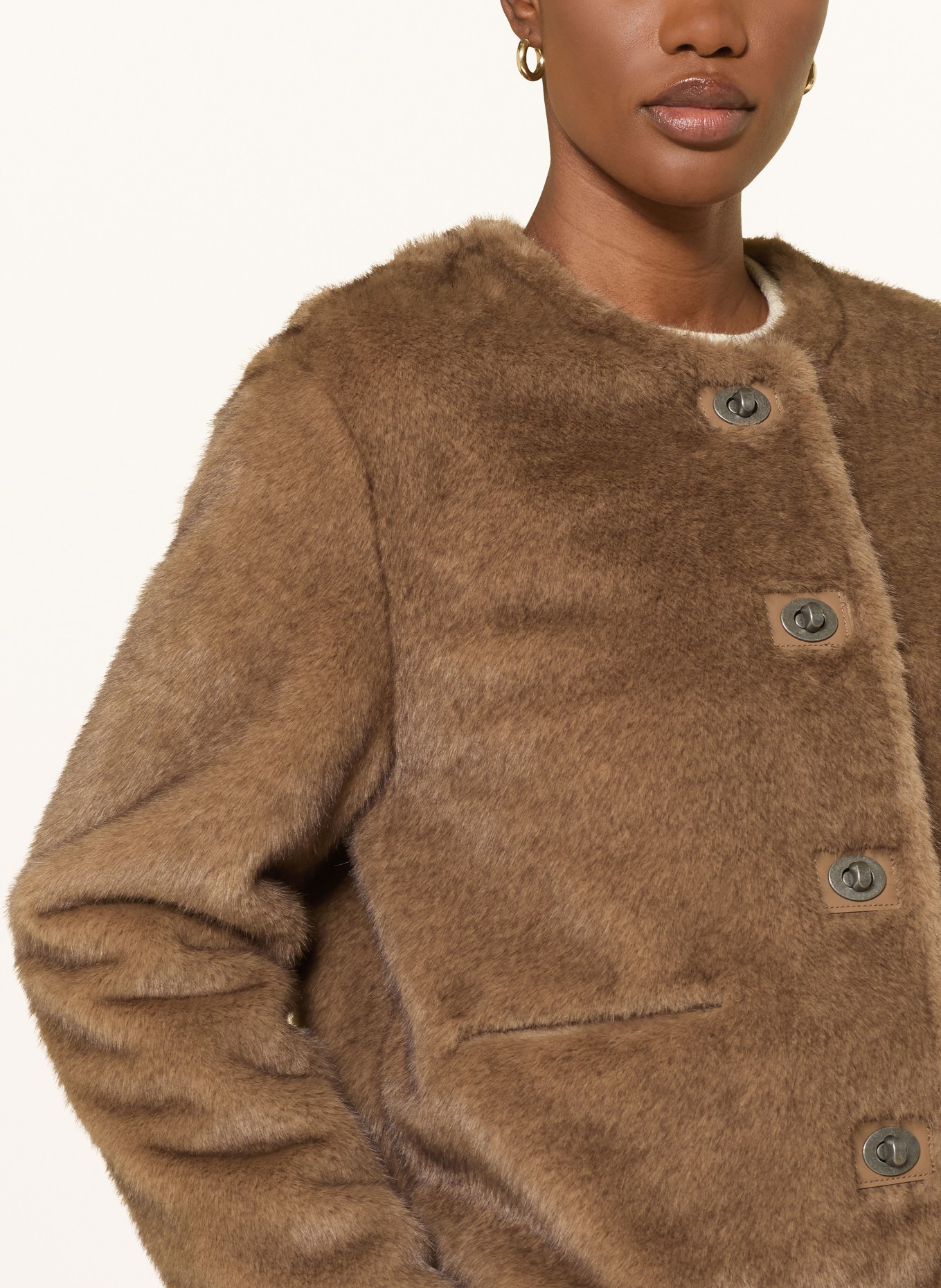 ba&sh Kunstfell-Jacke BASIL: BRAUN