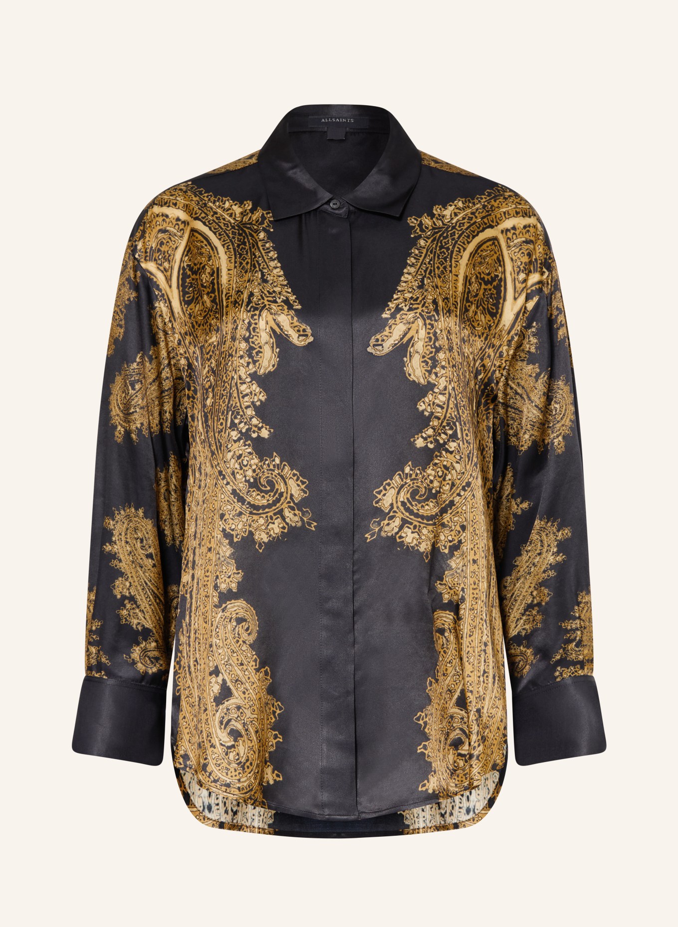 ALLSAINTS Hemdbluse BERNIE mit Seide: SCHWARZ / DUNKELGELB