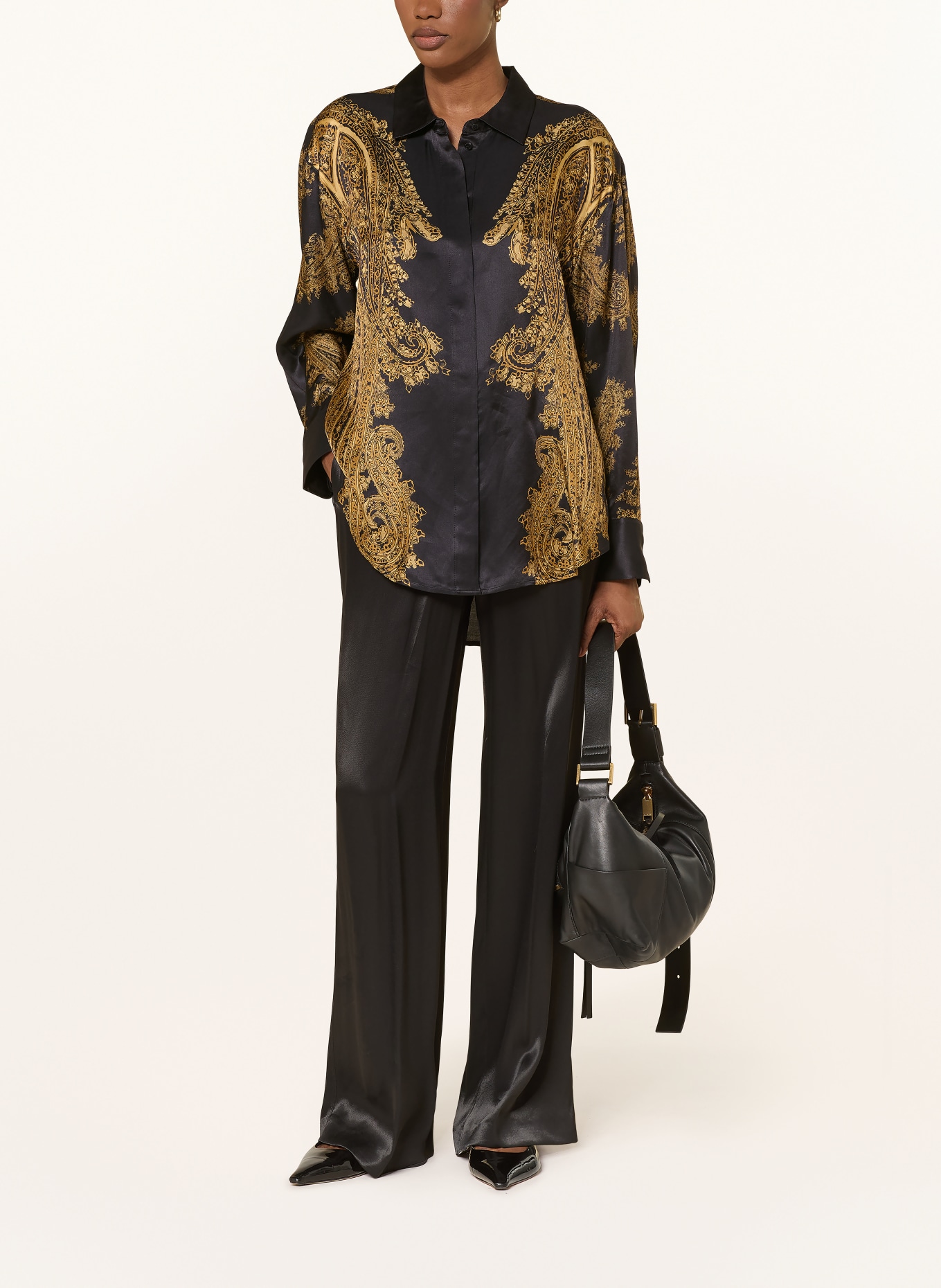 ALLSAINTS Hemdbluse BERNIE mit Seide: SCHWARZ / DUNKELGELB