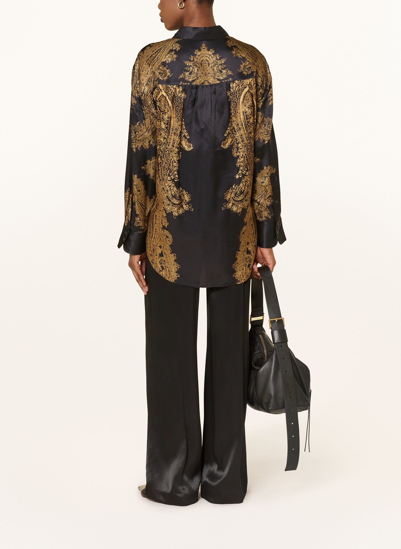 ALLSAINTS Hemdbluse BERNIE mit Seide: SCHWARZ / DUNKELGELB