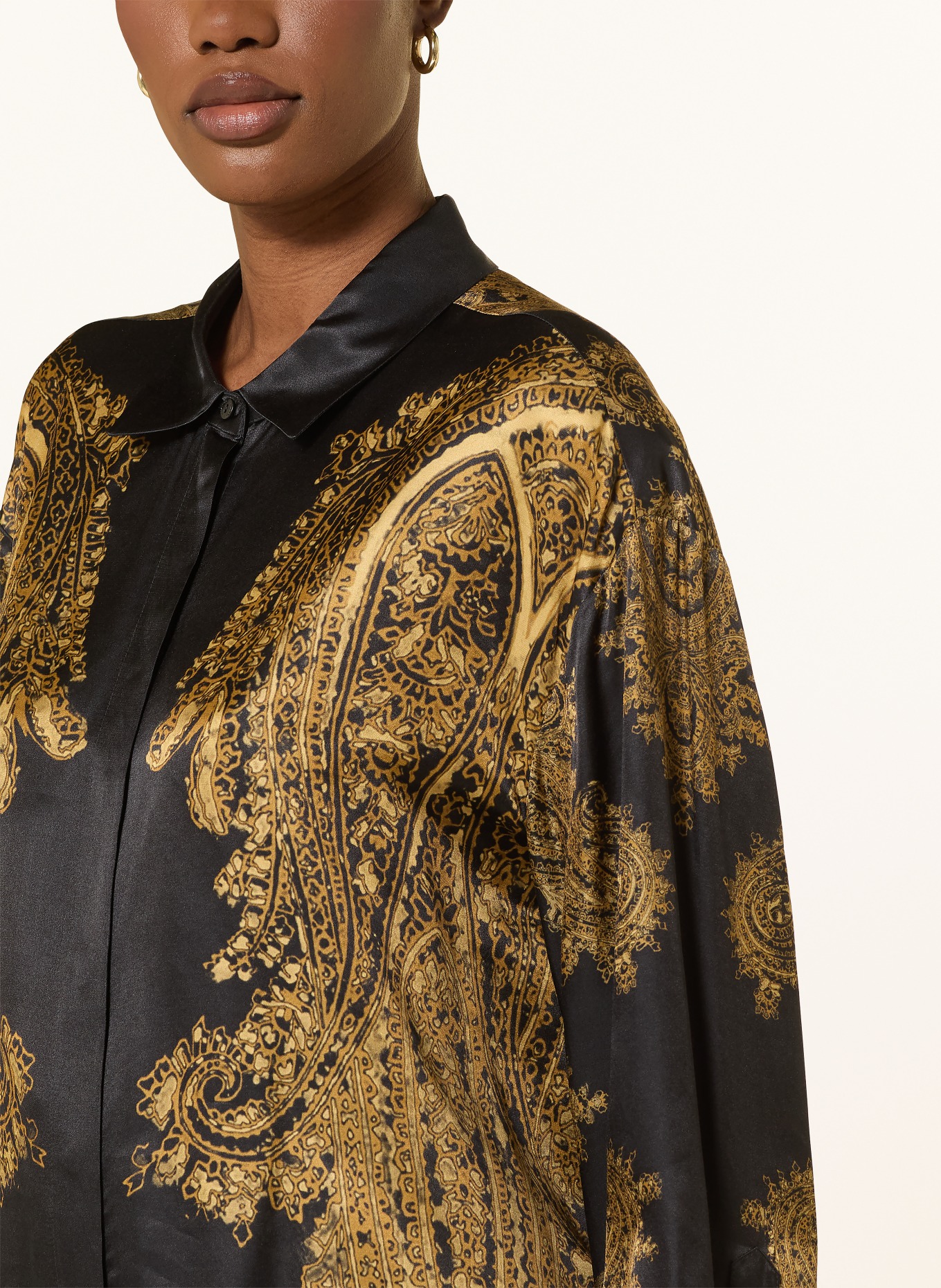 ALLSAINTS Hemdbluse BERNIE mit Seide: SCHWARZ / DUNKELGELB