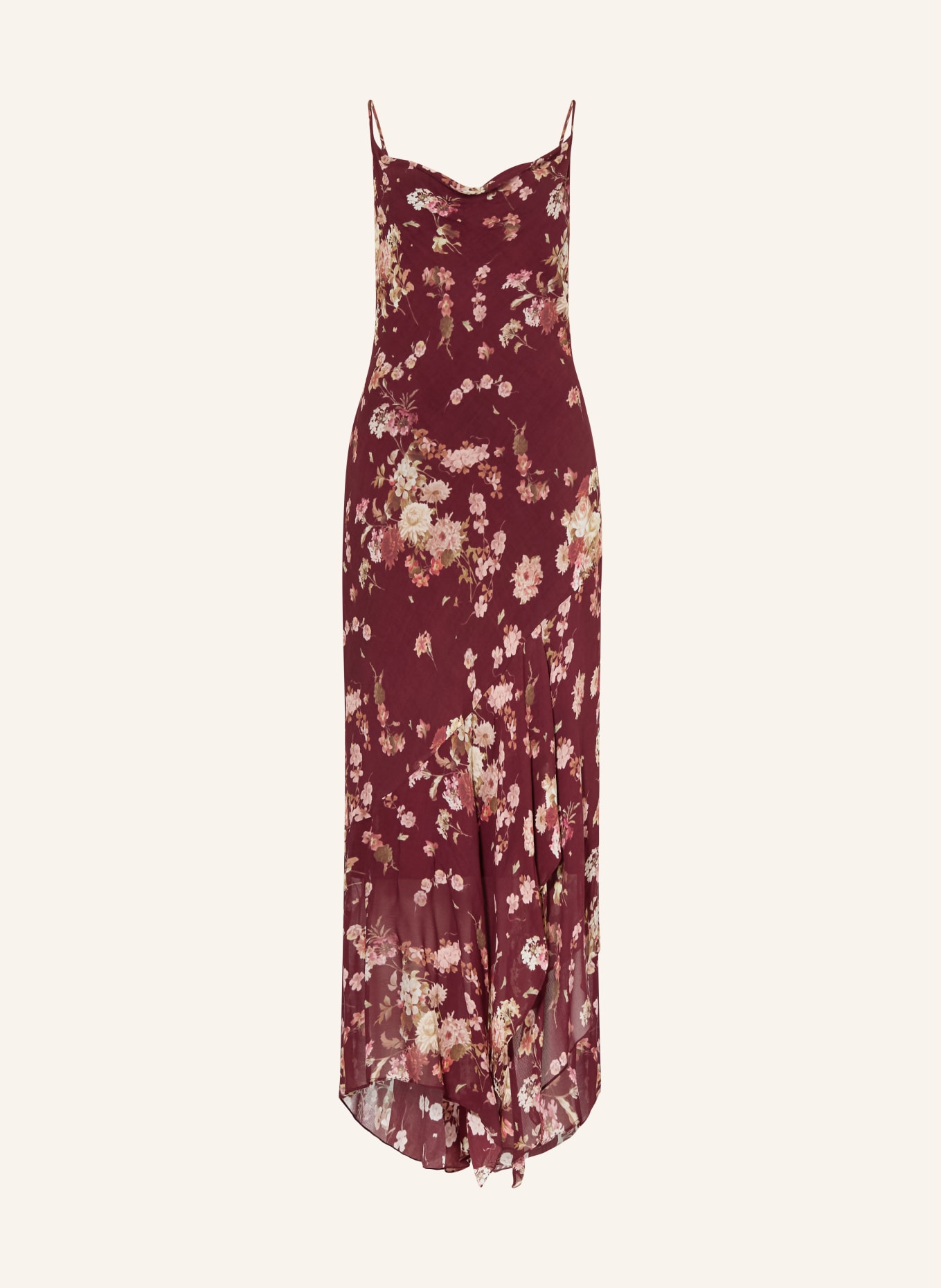 ALLSAINTS CHARLOTTE dress: DARK RED / BEIGE / LIGHT RED