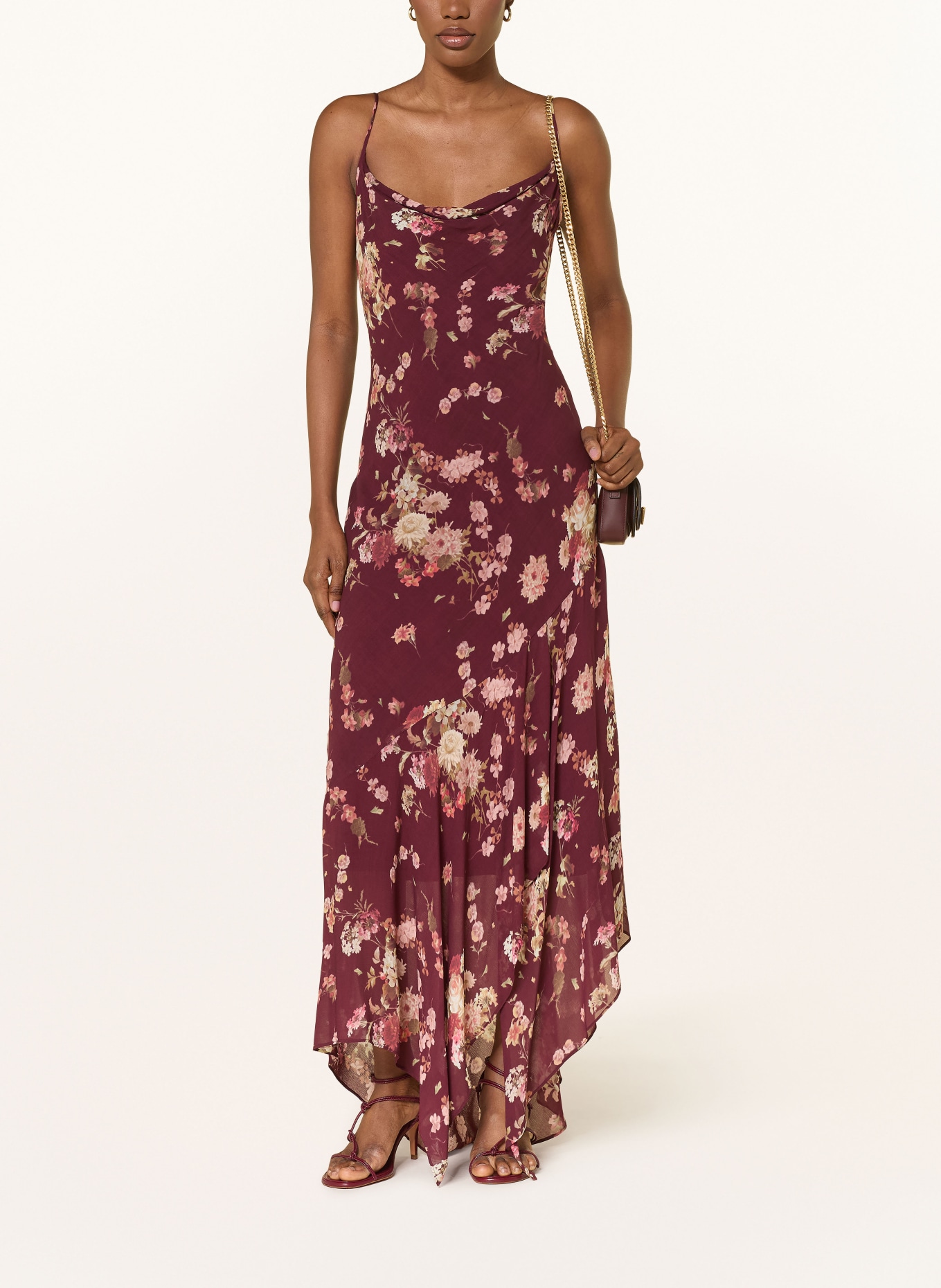 ALLSAINTS CHARLOTTE dress: DARK RED / BEIGE / LIGHT RED