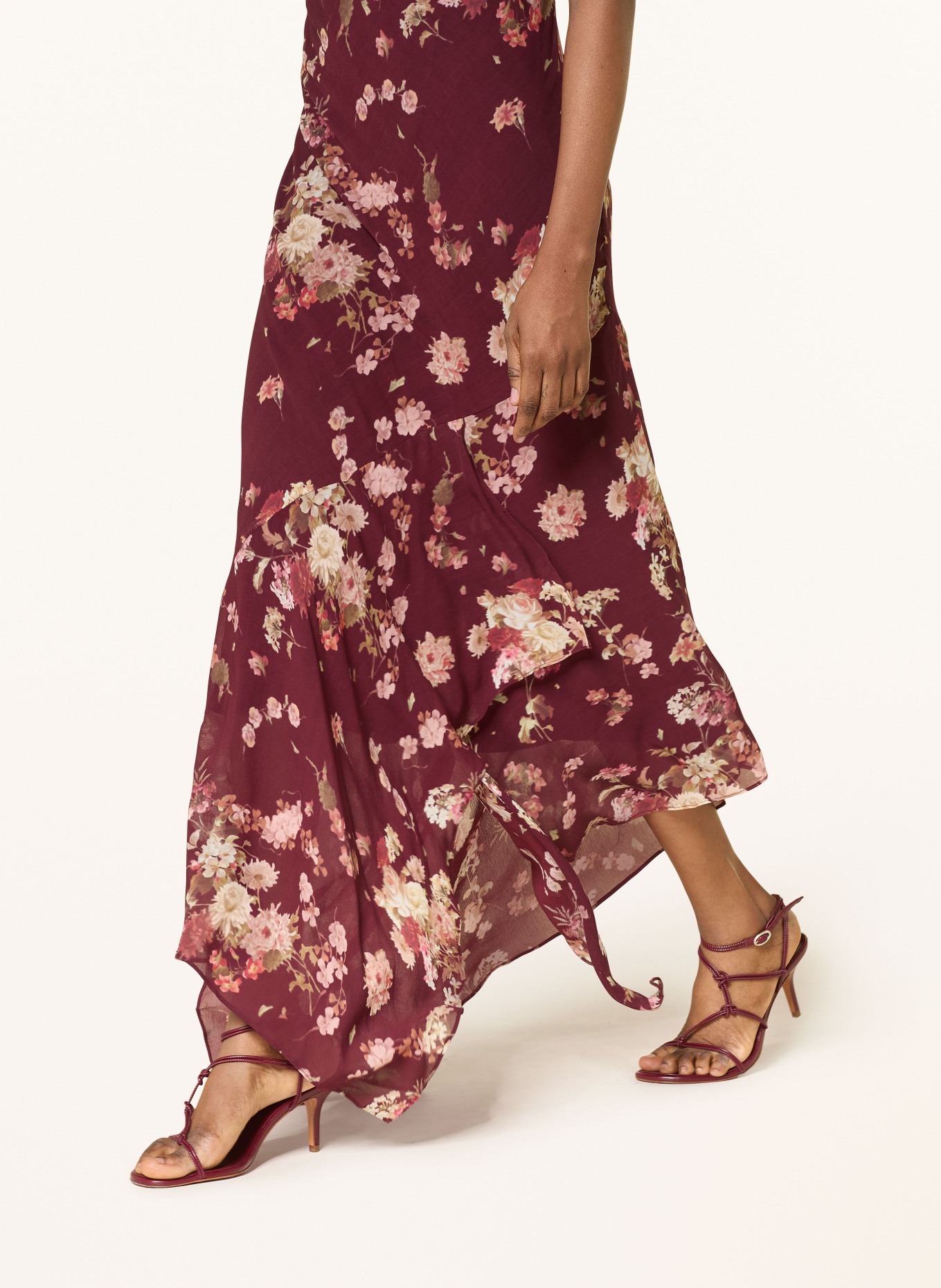 ALLSAINTS CHARLOTTE dress: DARK RED / BEIGE / LIGHT RED