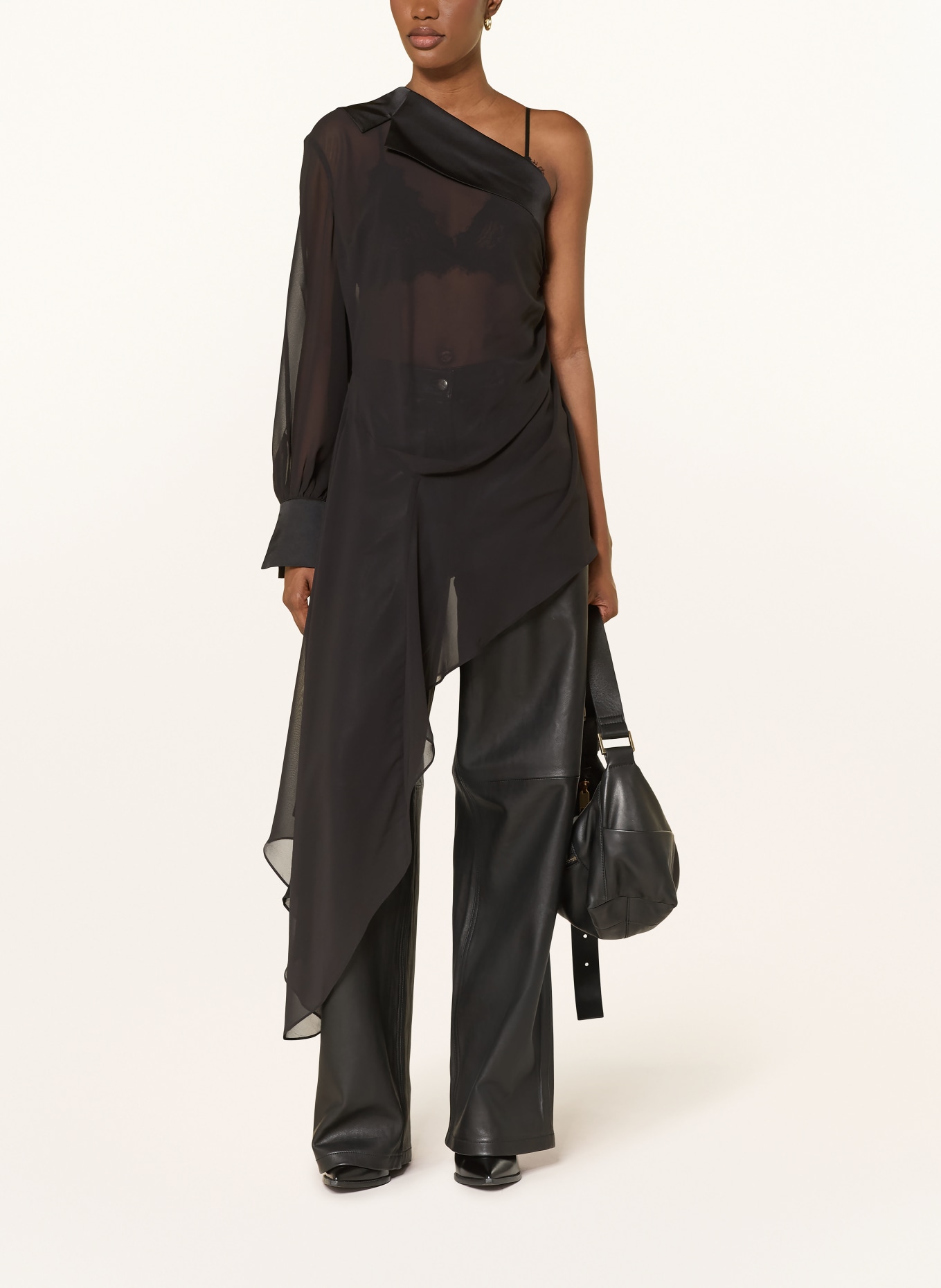 ALLSAINTS Jednoramenné top ANAYA: ČERNÁ