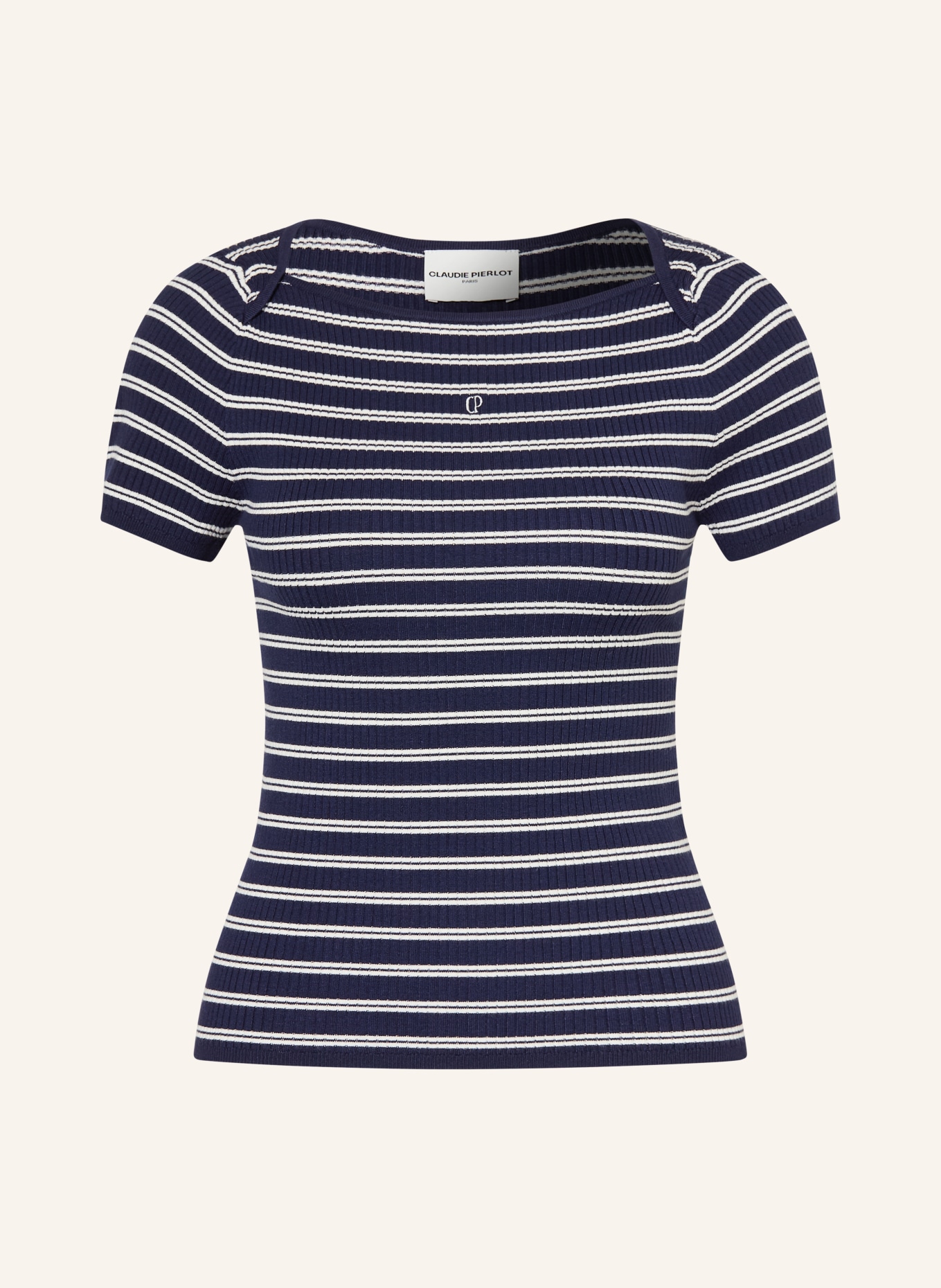 CLAUDIE PIERLOT Strickshirt: DUNKELBLAU / WEISS