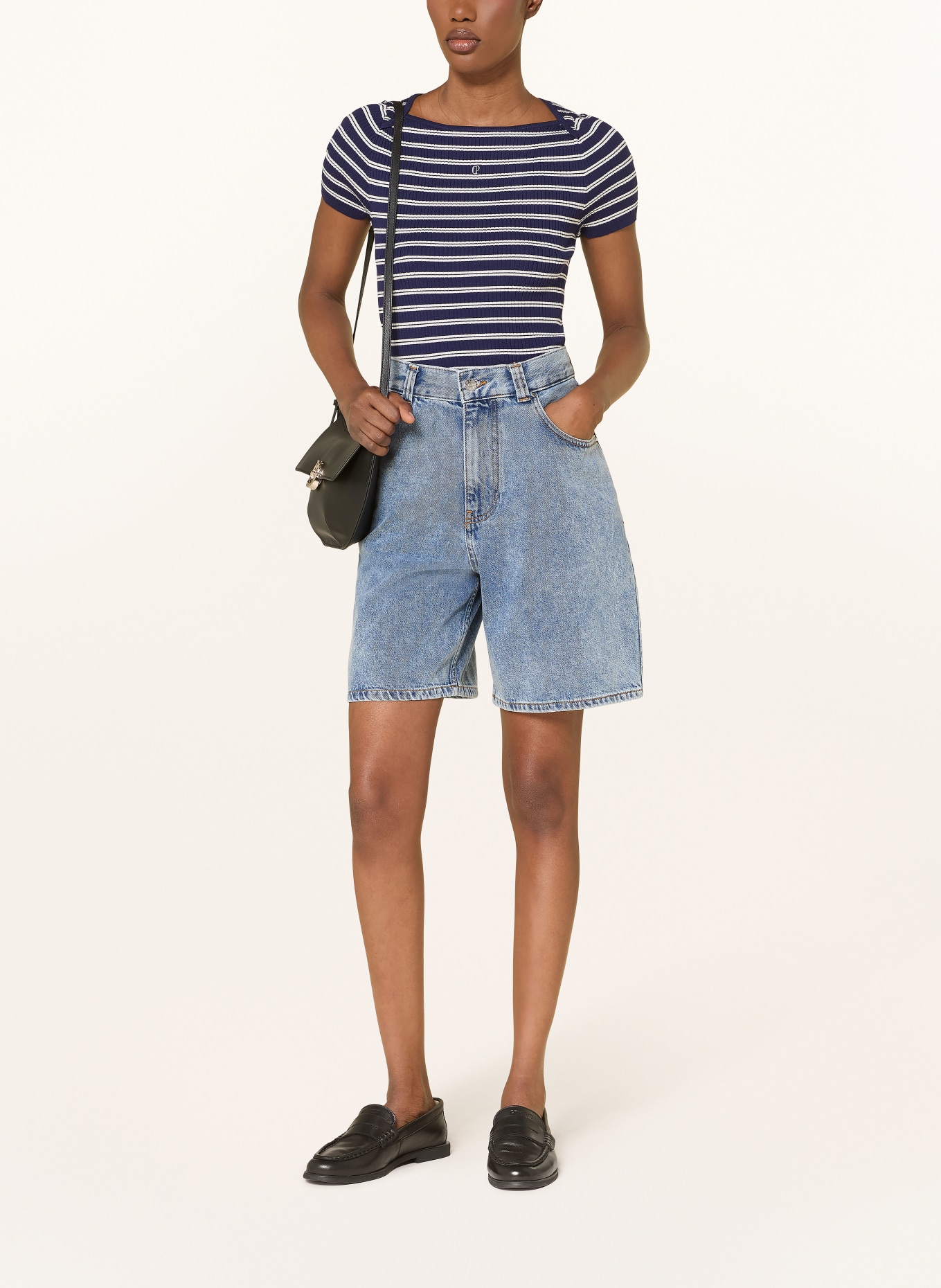 CLAUDIE PIERLOT Strickshirt: DUNKELBLAU / WEISS