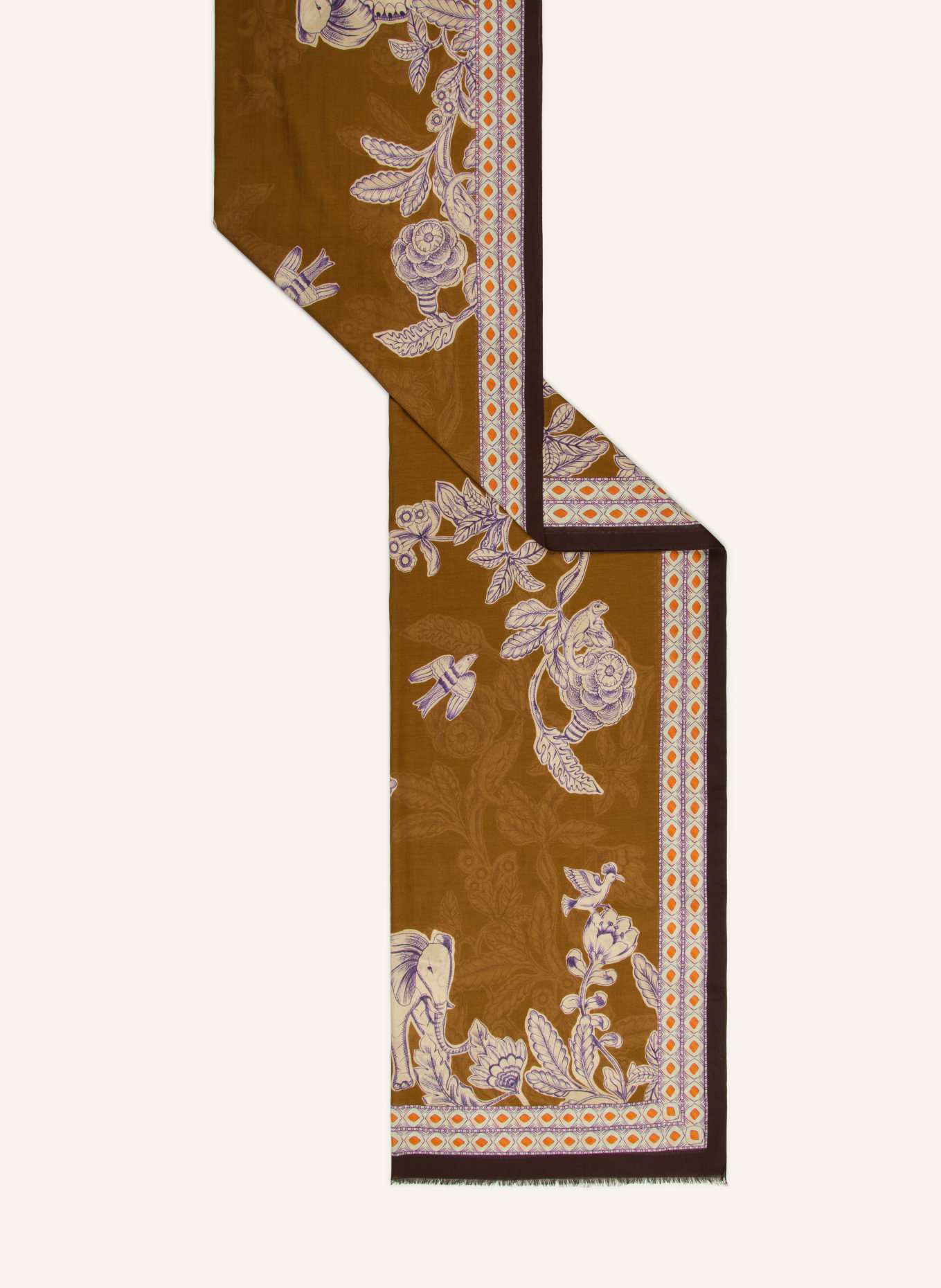 Barbieri scarf: BROWN / DARK PURPLE / ORANGE